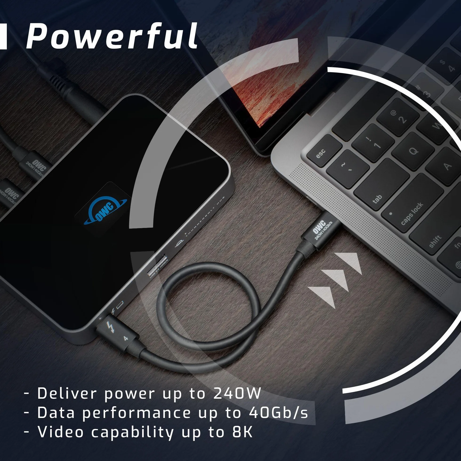 Owc Thunderbolt 4 OWCCBLTB4C1.0M Kabel Usb, Czarny, 100cm