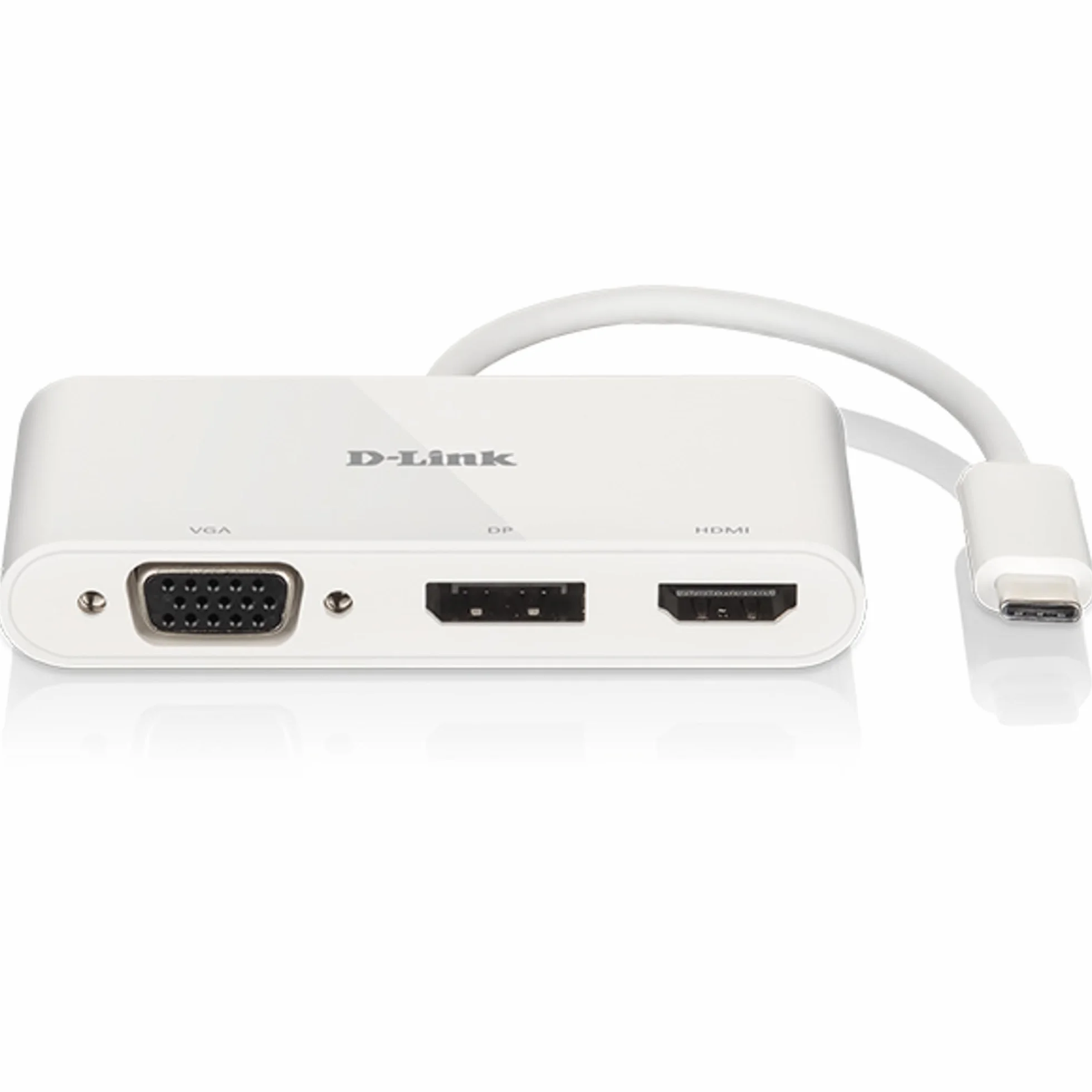 D-Link DUB-V310 adapter USB typu C na HDMI, VGA i Display Port, 3 w 1, HDMI 4K i 1080p, 3 wyjścia, kompatybilny z Windows i Mac
