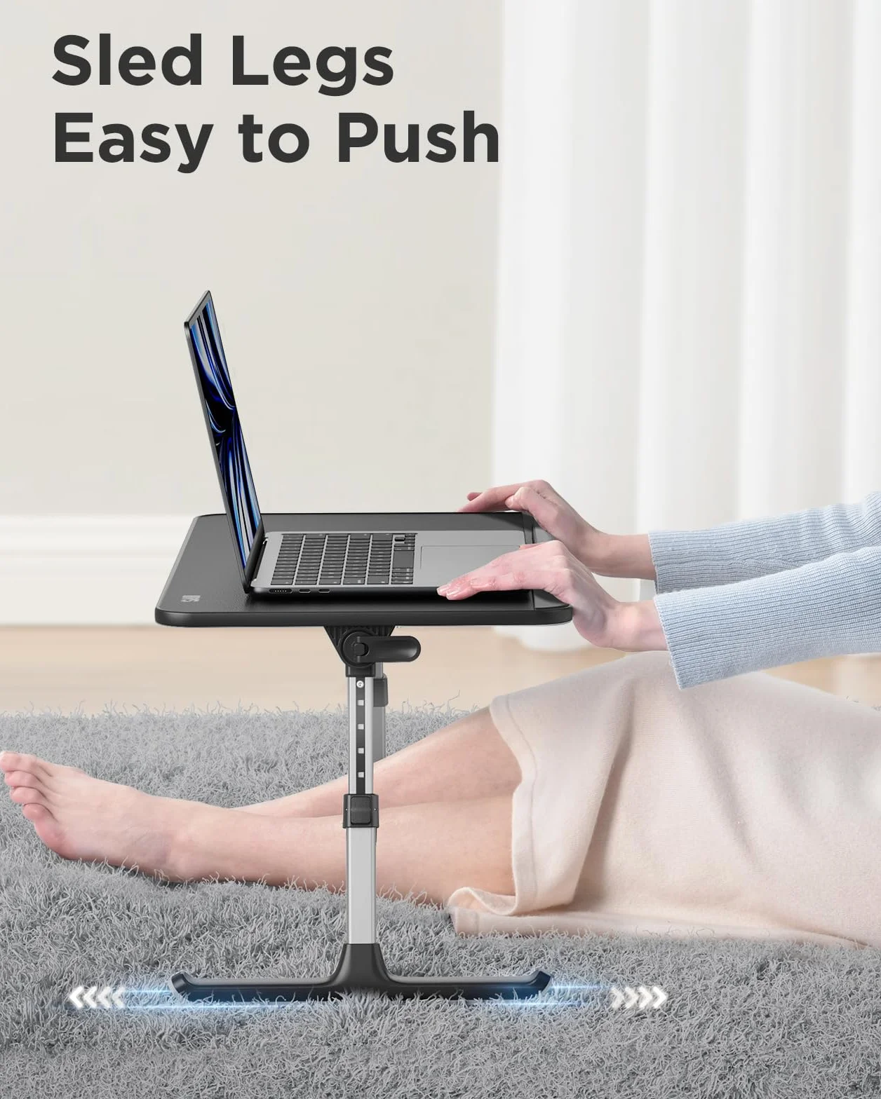 Saiji stół do łóżka, grube, stabilne nóżki, regulacja wysokości i kąta, wystarczająco miejsce na mysz, laptop do 17