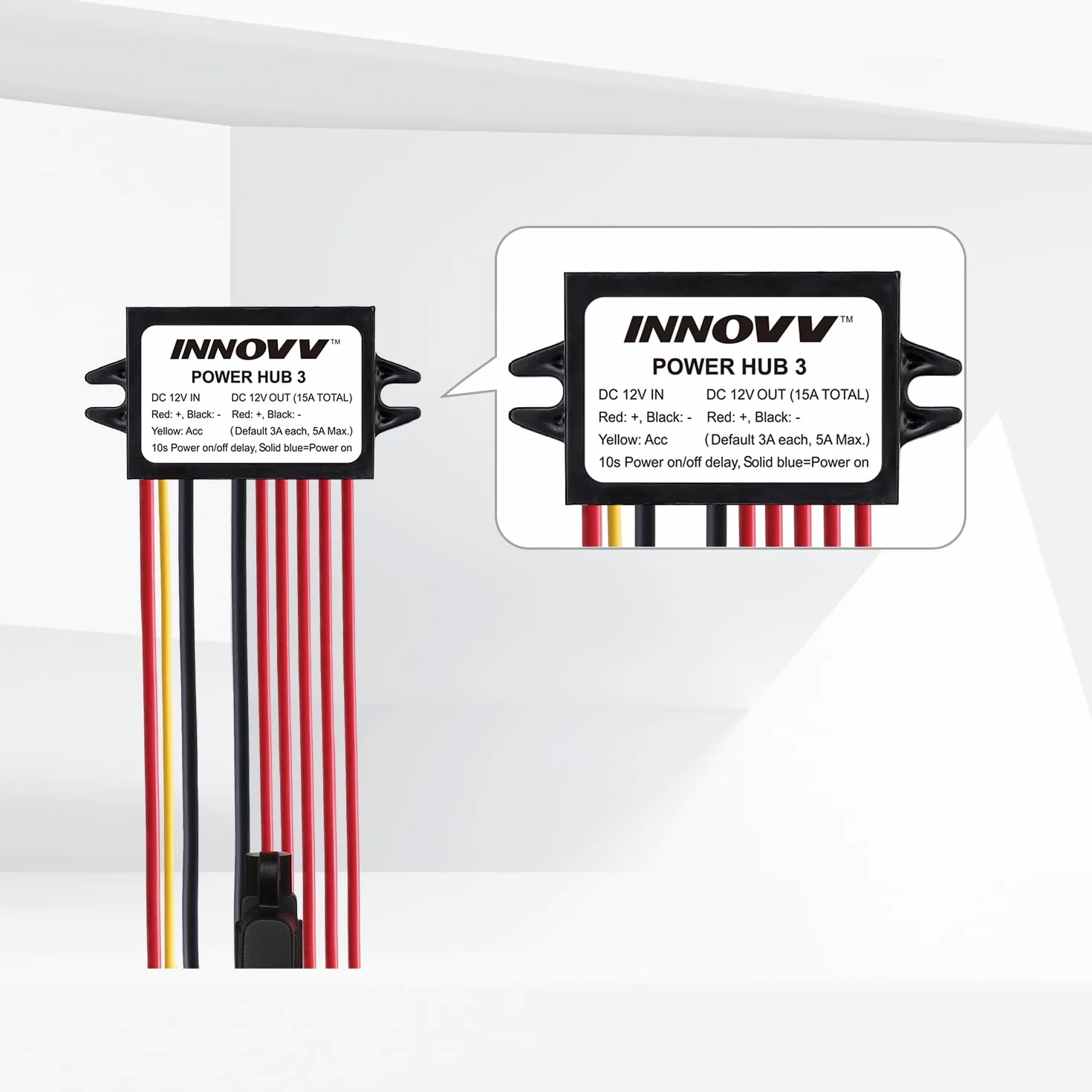 INNOVV Power Hub 3 Power Distribution System Kit, DC 12V 15A Motorcycle Power Distribution Hub