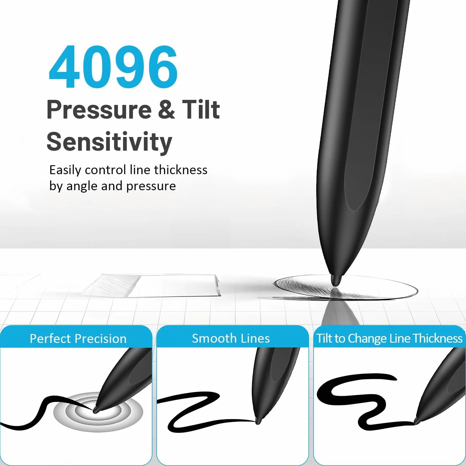 TiMOVO Magnetic EMR Stylus Compatible with Remarkable 2 Eraser 4096 Pressure Sensitivity Palm Rejection Tilt Black