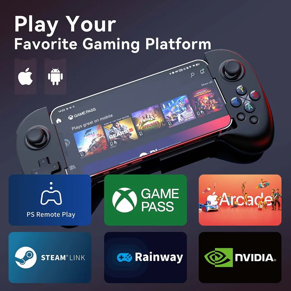 ShanWan Kontroler Android dla Androida/iOS, mobilny kontroler z mapowaniem przycisków, mobilny kontroler do gier Xbox Cloud Steam Link GeForce NOW MFi Arcade Games