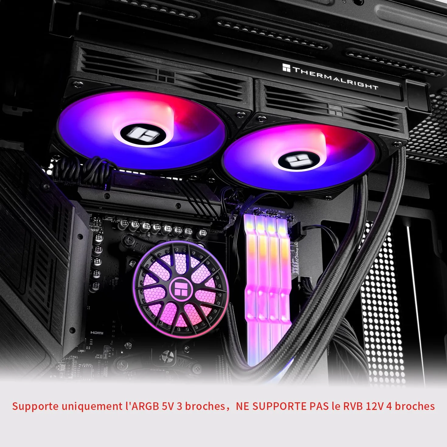 Thermalright AQUA ELITE 240 V6 ARGB Black CPU chłodnica cieczą, rozmiar chłodnicy 240, radiator wodny 2x120mm, AMD: AM4/AM5, Intel LGA115X/1200/2011/1700/1851, chłodnica CPU AIO