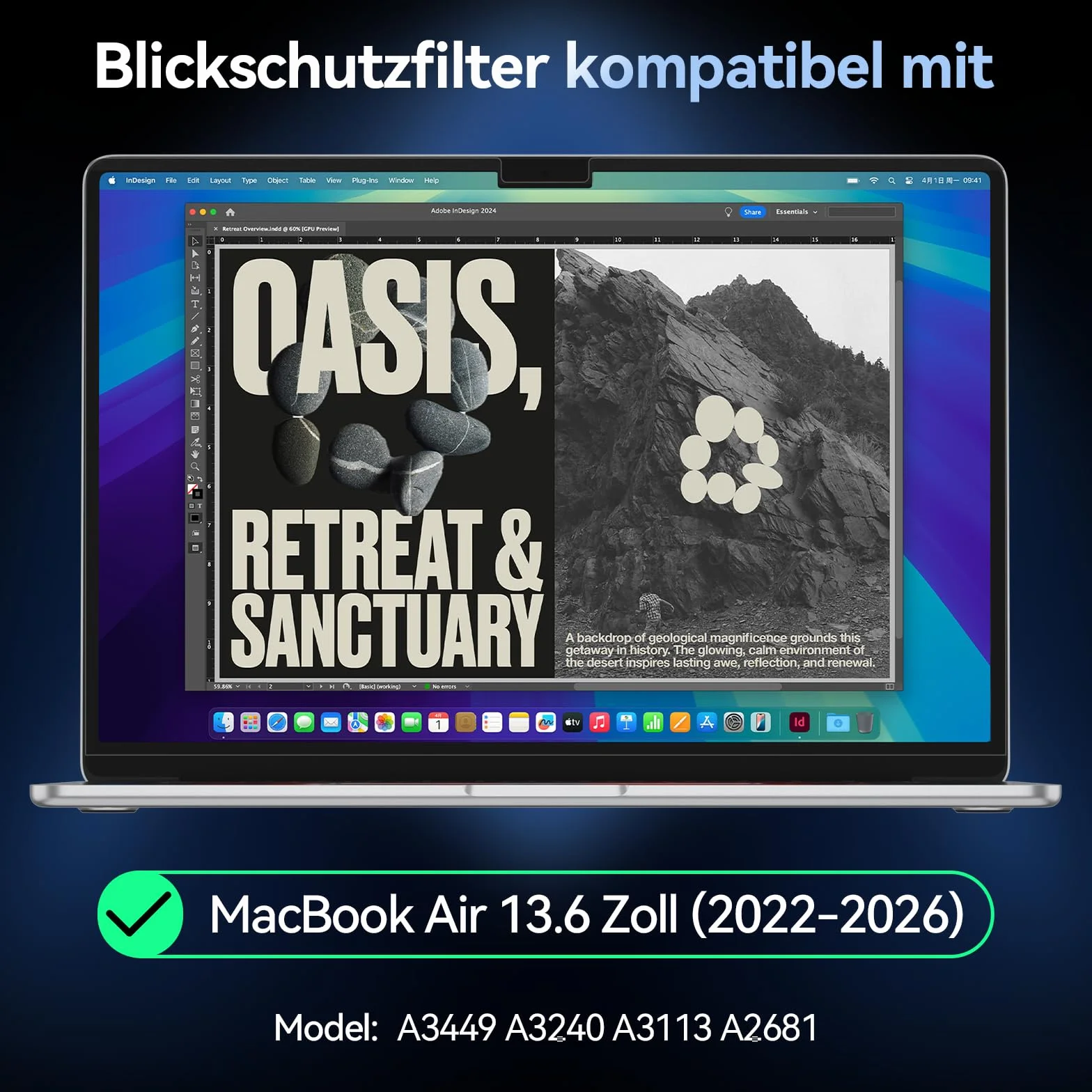 Magnetyczny filtr prywatności 360° do MacBook Air 13 cali M4 2025, ochrona przed oślepieniem, 4-drożny