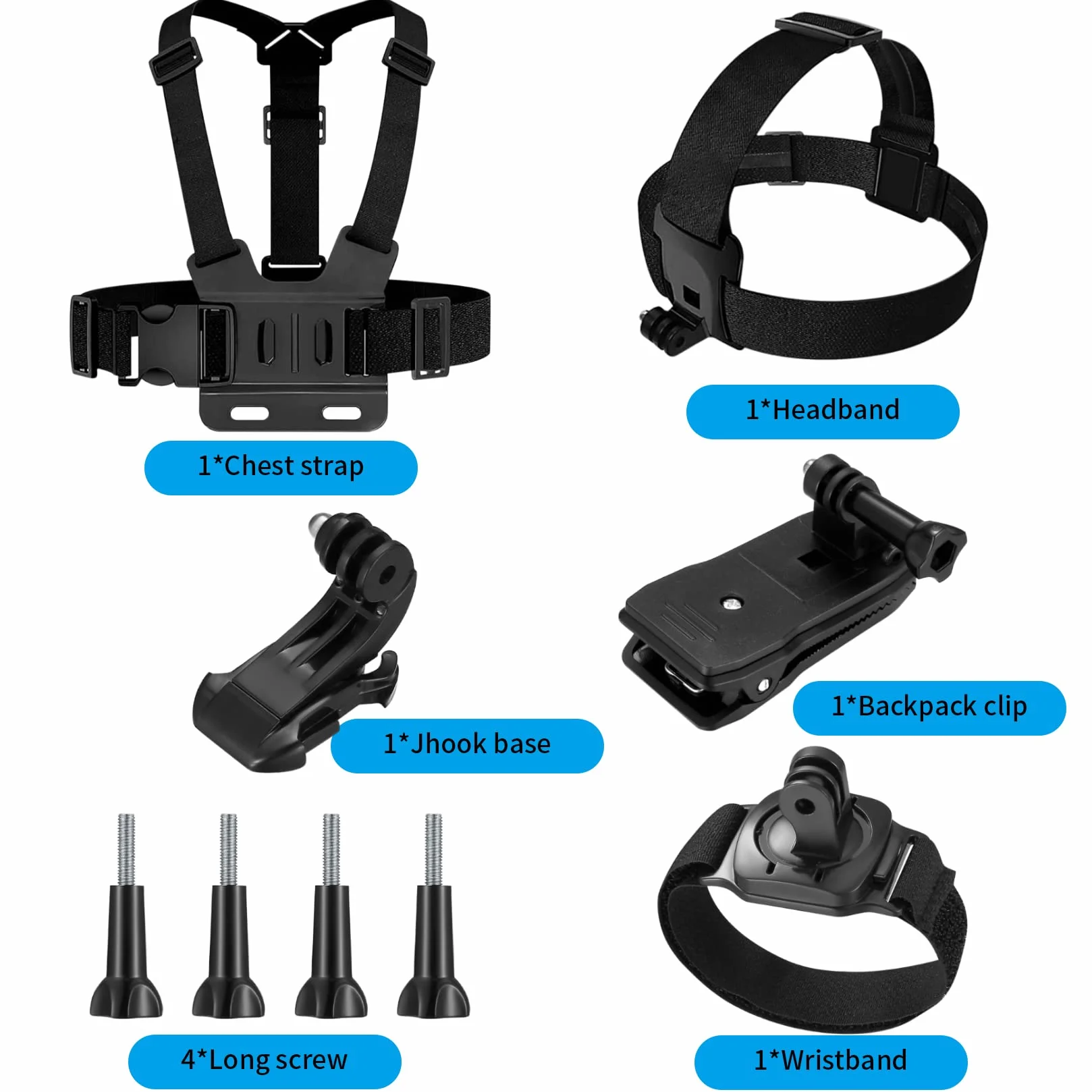 Kompatybilny z kamerą Gopro 9 w 1, uchwyt na pas piersiowy, regulowany pasek na głowę, pasek na rękę, uchwyt na plecak, kompatybilny z Gopro Hero 9 8 7 6 5 SJCAM Insta360