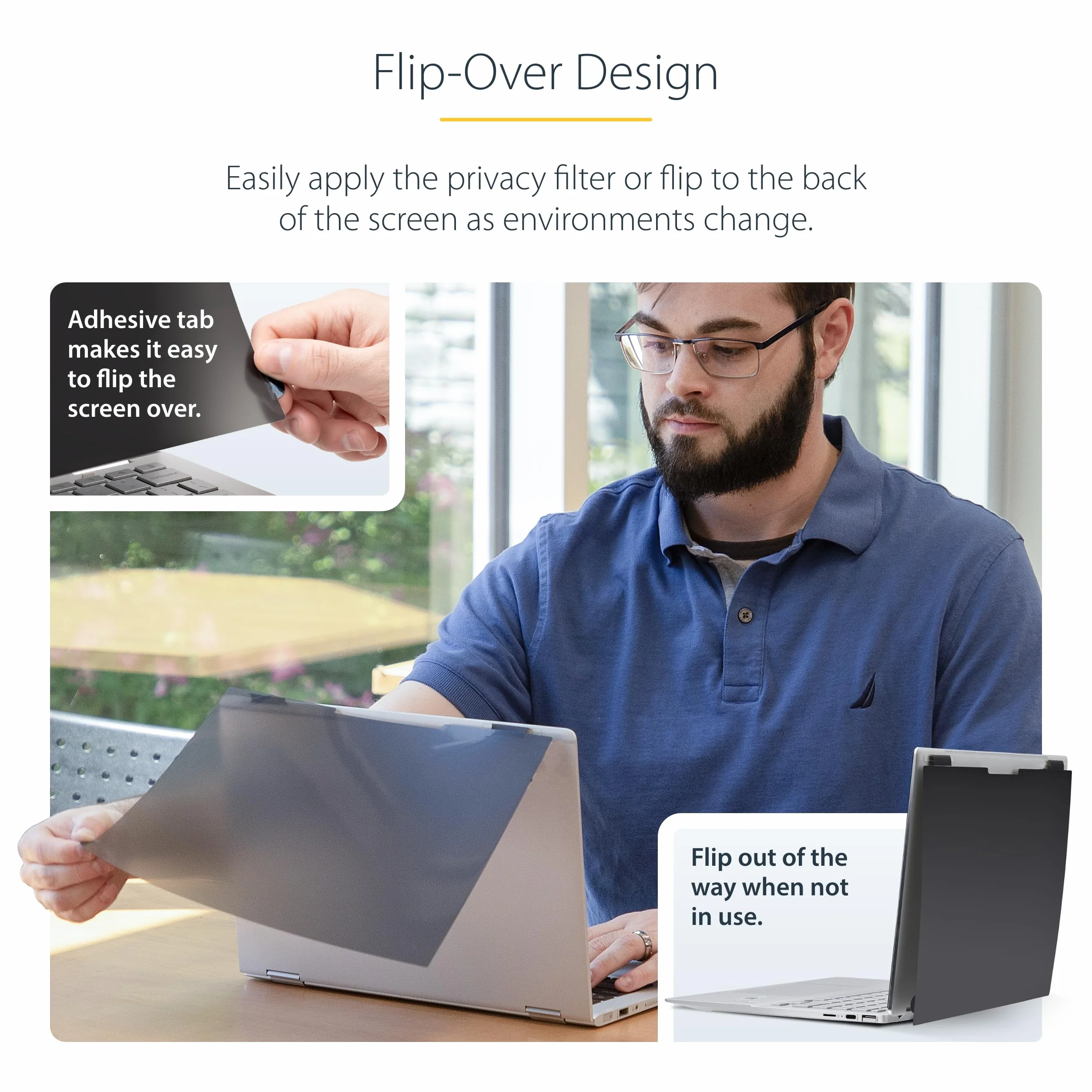 StarTech.com 13,5" ekran dotykowy 3:2, filtr prywatyzujący do laptopa, z klapką