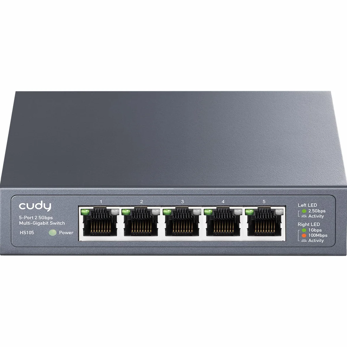 Cudy 5-portowy przełącznik Multi-Gigabit Ethernet, pełne porty 2,5 Gb/s, wykrywanie pętli, oszczędność energii 802.3az, uchwyt biurkowy lub ścienny, konstrukcja bez wentylatora, HS105