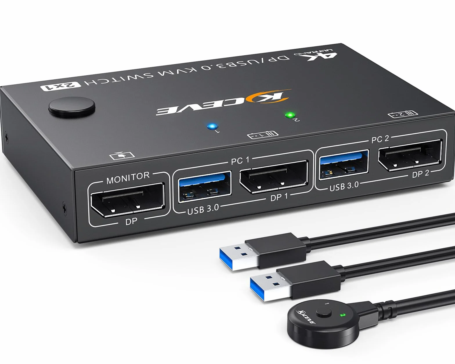 Przełącznik KVM DisplayPort 4K 144 Hz 2 monitory USB 3.0 do 2 PC