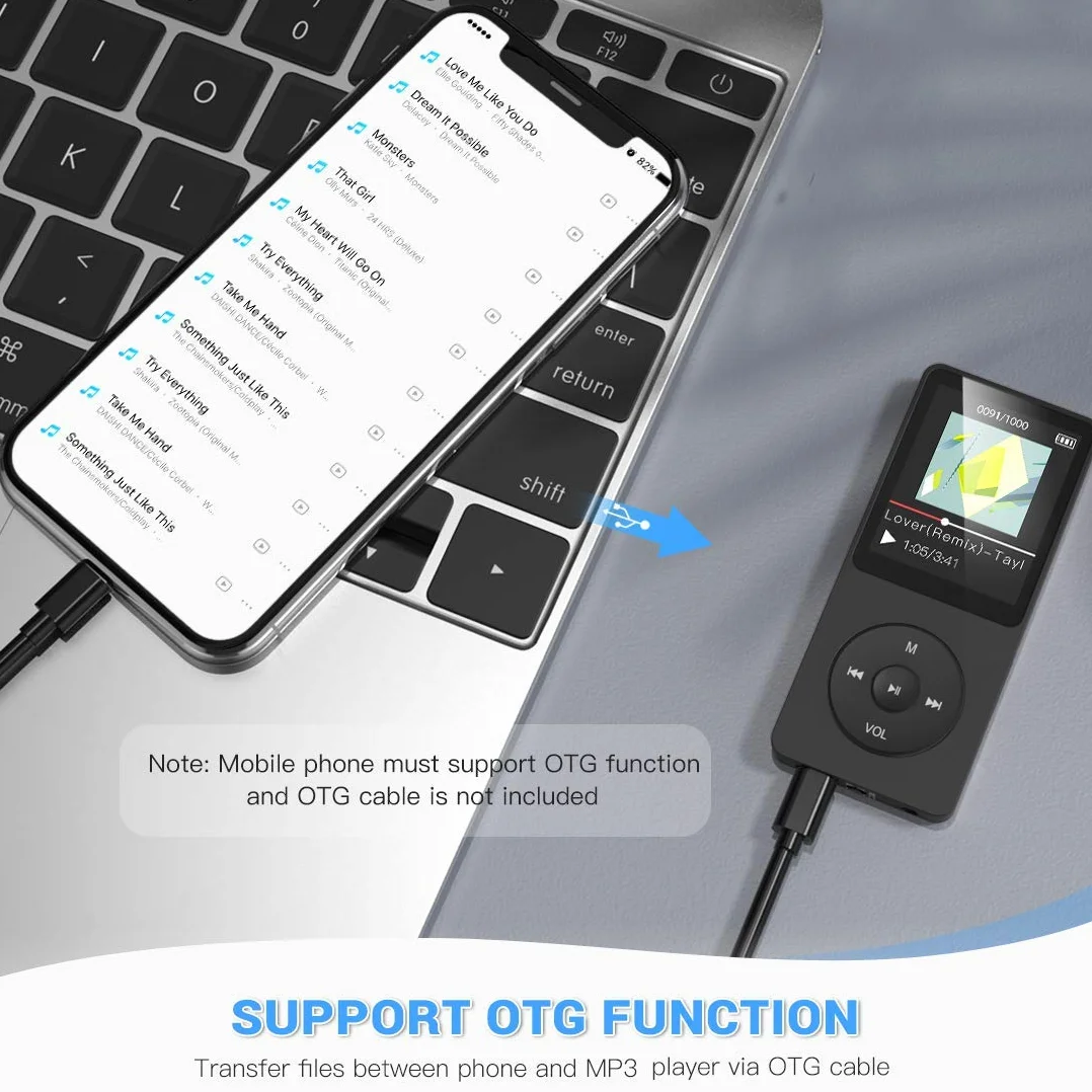 AGPTEK A02 Odtwarzacz MP3 1,8 Cala, Czarny
