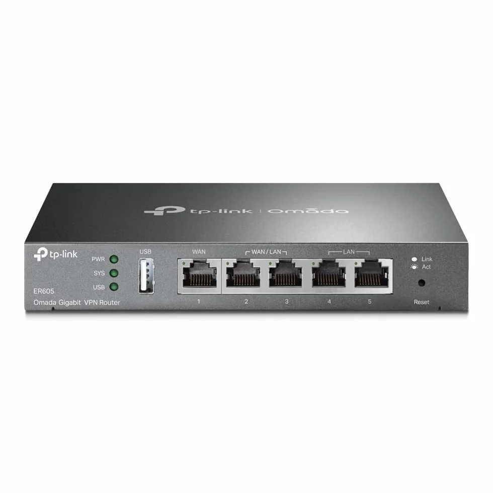 TP-Link ER605 Gigabitowy Router VPN – Multi-WAN, 5 portów Gigabit, Centralne Zarządzanie, Zaawansowane Zabezpieczenia, VPN Site-to-Site, OpenVPN/IPSec/L2TP/PPTP, Dla Firm