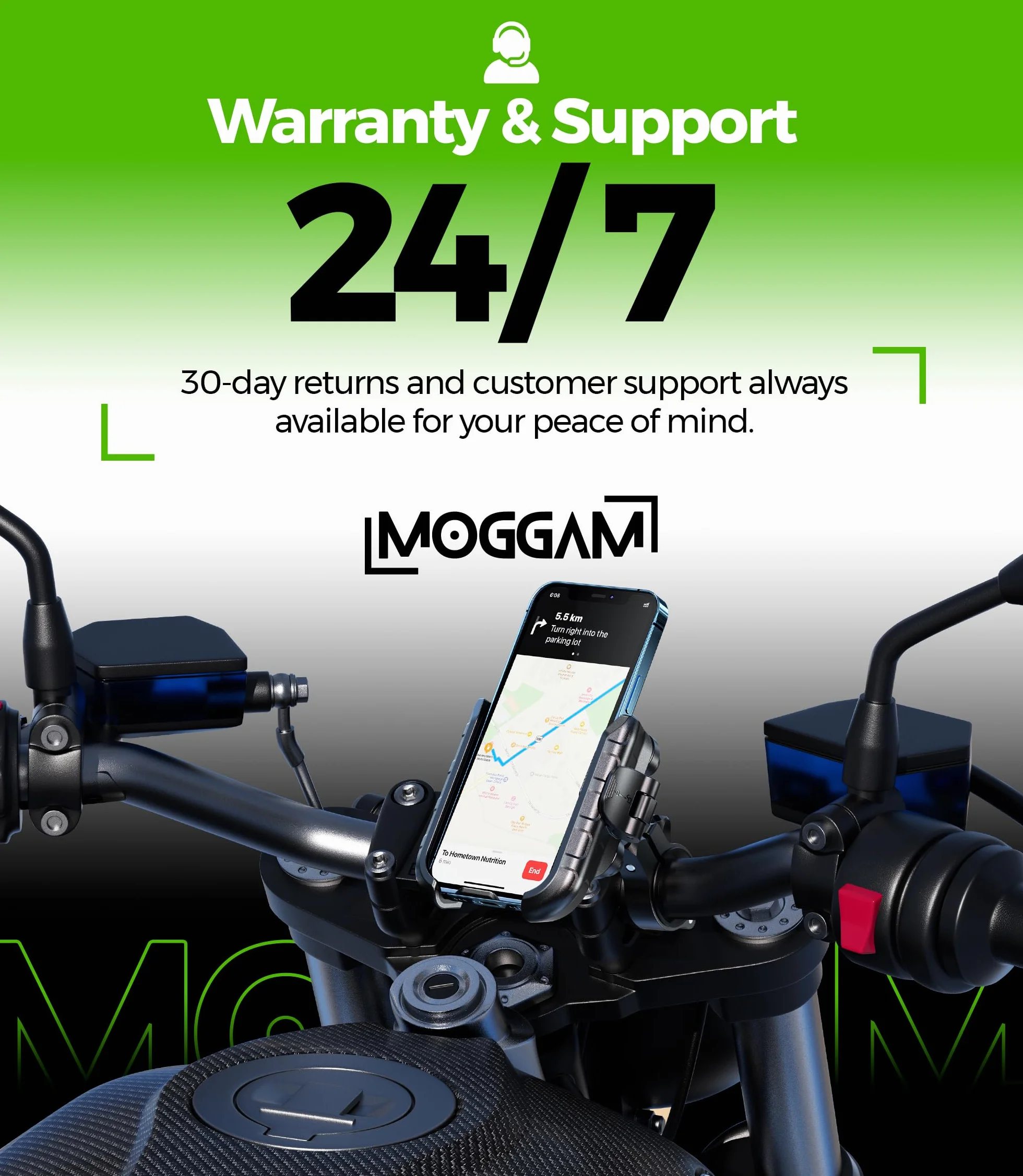 Uchwyt Telefonu Moto【Podwójna Technologia Antywibracyjna】 z aluminiowym pierścieniem i platformą MocowanieTelefonu Motocyklowego 5,4–7,2" Uchwyt Telefon Rower【Szybkie Zwolnienie】