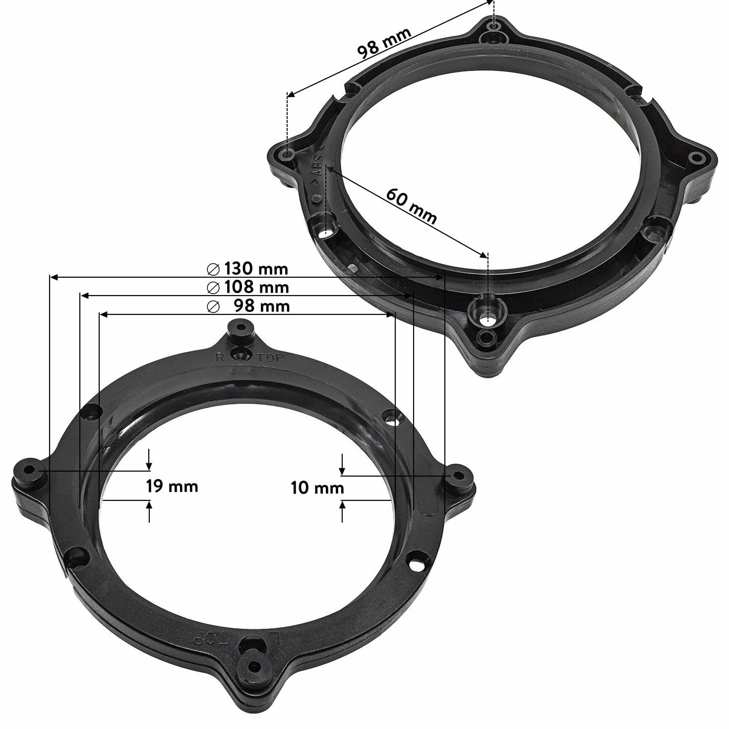 Audio 2803-012 pierścienie głośnikowe adaptery uchwyty kompatybilne z Audi A3 8L przednie drzwi DIN 130 mm