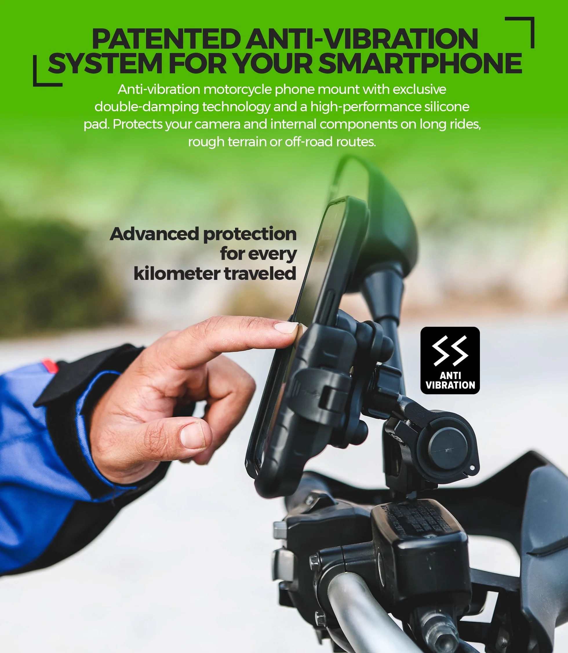 Uchwyt Telefonu Moto【Podwójna Technologia Antywibracyjna】 z aluminiowym pierścieniem i platformą MocowanieTelefonu Motocyklowego 5,4–7,2" Uchwyt Telefon Rower【Szybkie Zwolnienie】