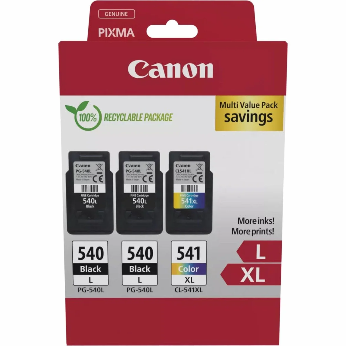 Canon PG-540L CL-541XL Black Colour Ink Cartridge Photo Paper Value Combo Pack 5224B015