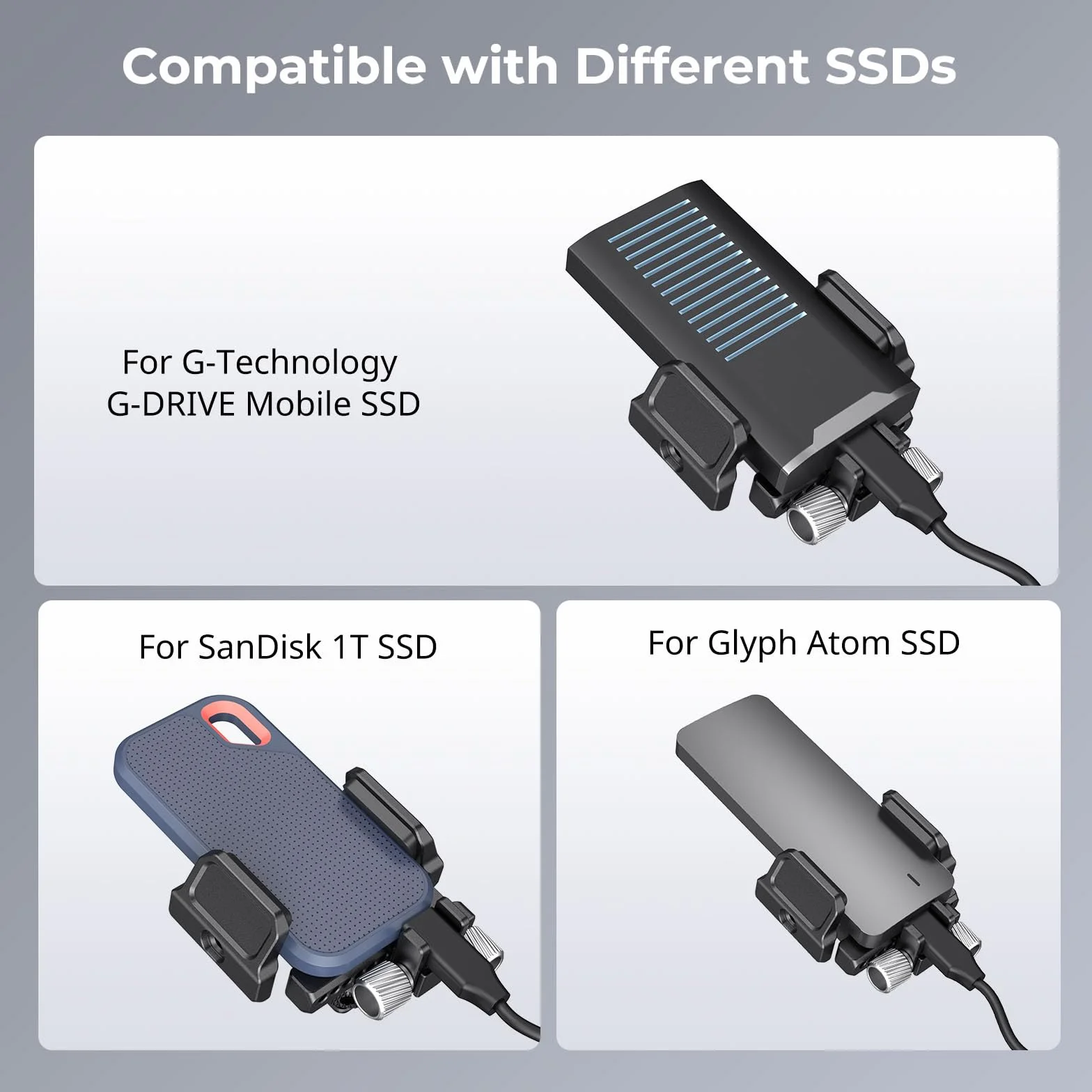 SMALLRIG Uchwyt Montażowy SSD dla Samsunga, SanDisk T5, Kompatybilny z Klatką BMPCC 4K, 6K, Z Cam E2, Sigma fp