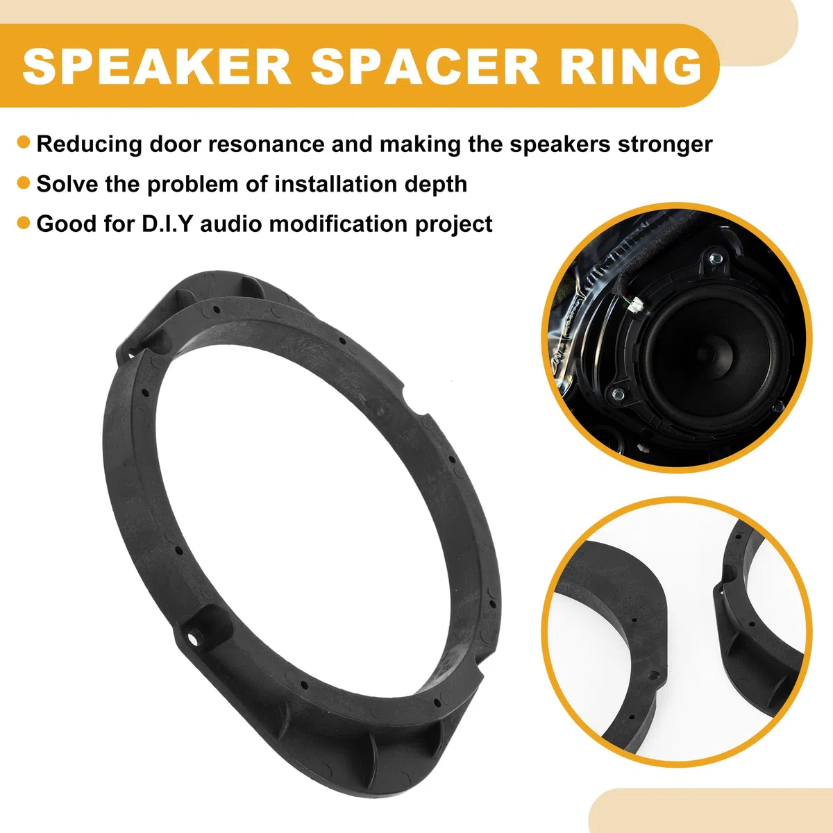 Pierścień dystansowy do głośników 5 x 7 do 6,5" adapter głośnika wysokotonowego do głośników samochodowych - subwoofer, pierścień dystansowy do Mazda ABS, czarny, wodoszczelny