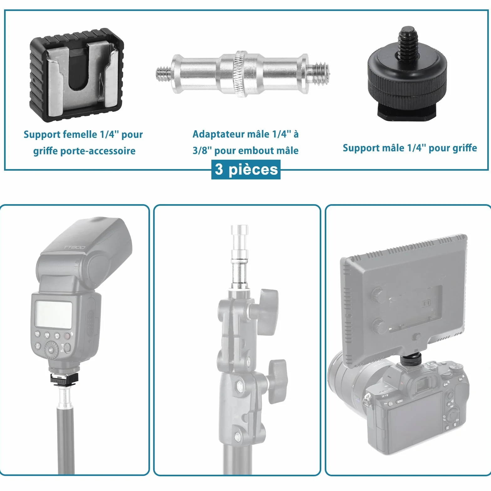 UTEBIT Śruba do aparatu 1/4 do 3/8 adapter adapter gwintowy zestaw, 26 szt. śruby mocujące czop aparatu, śruba statywu kompatybilna z magicznym ramieniem, zaciskiem kraba, głowicą kulową, monopod