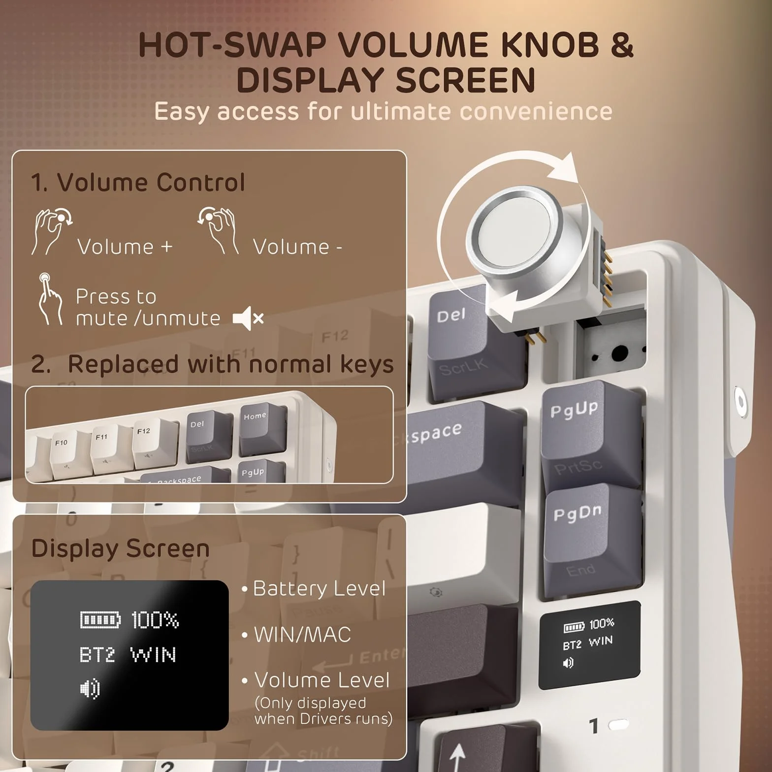 RK ROYAL KLUDGE L98 Montaż na uszczelce klawiatura mechaniczna z ekranem i pokrętłem hot-swap, tryb trójtrybowy BT/2.4G/USB-C 95% bezprzewodowa klawiatura z lewymi klawiszami liczbowymi, możliwość