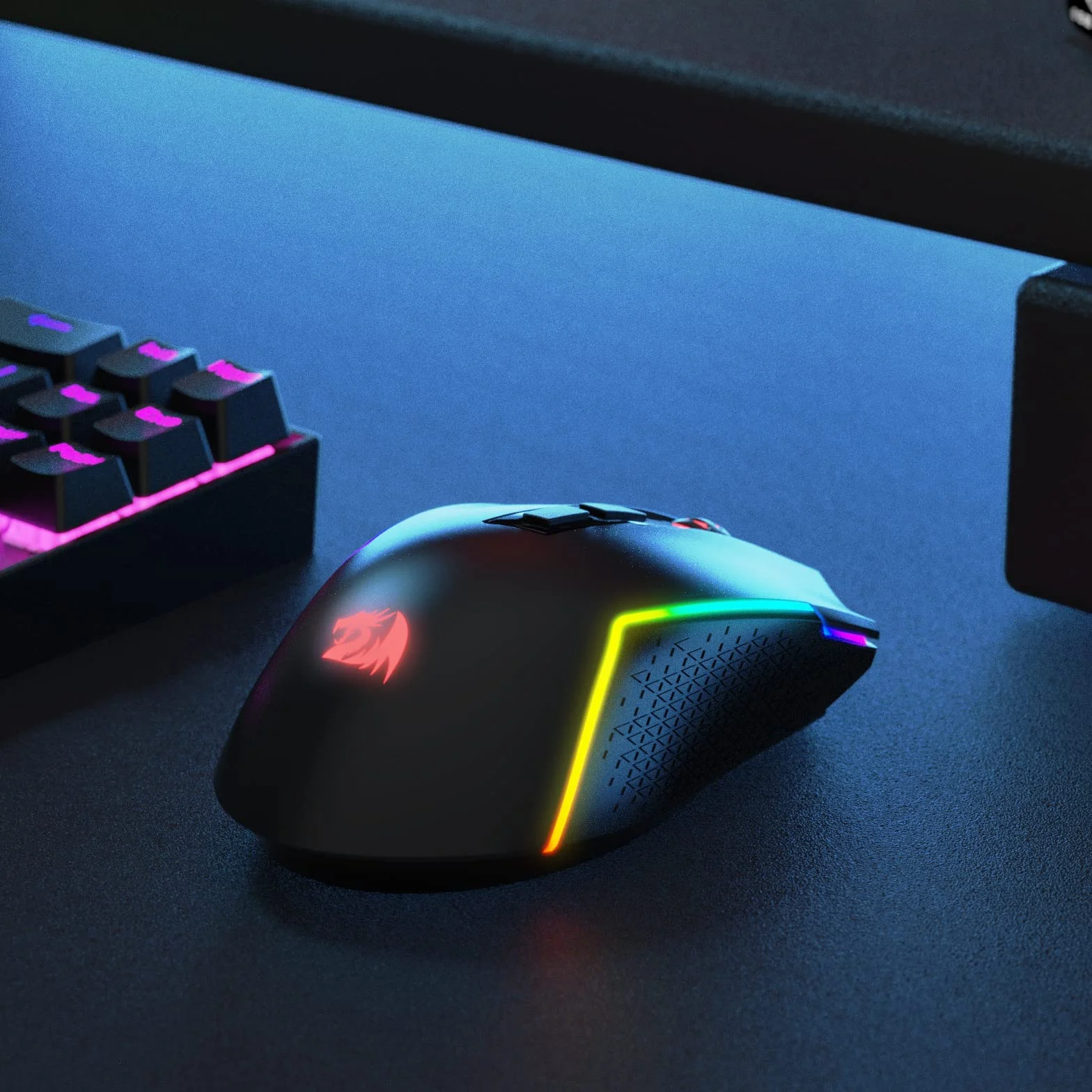 Redragon M693 Bezprzewodowa mysz do gier 8000 DPI z 3 trybami łączenia, Bluetooth i bezprzewodowa, 2,4 G, 7 przycisków makro, trwała moc i podświetlenie RGB do komputerów PC/Mac/komputera