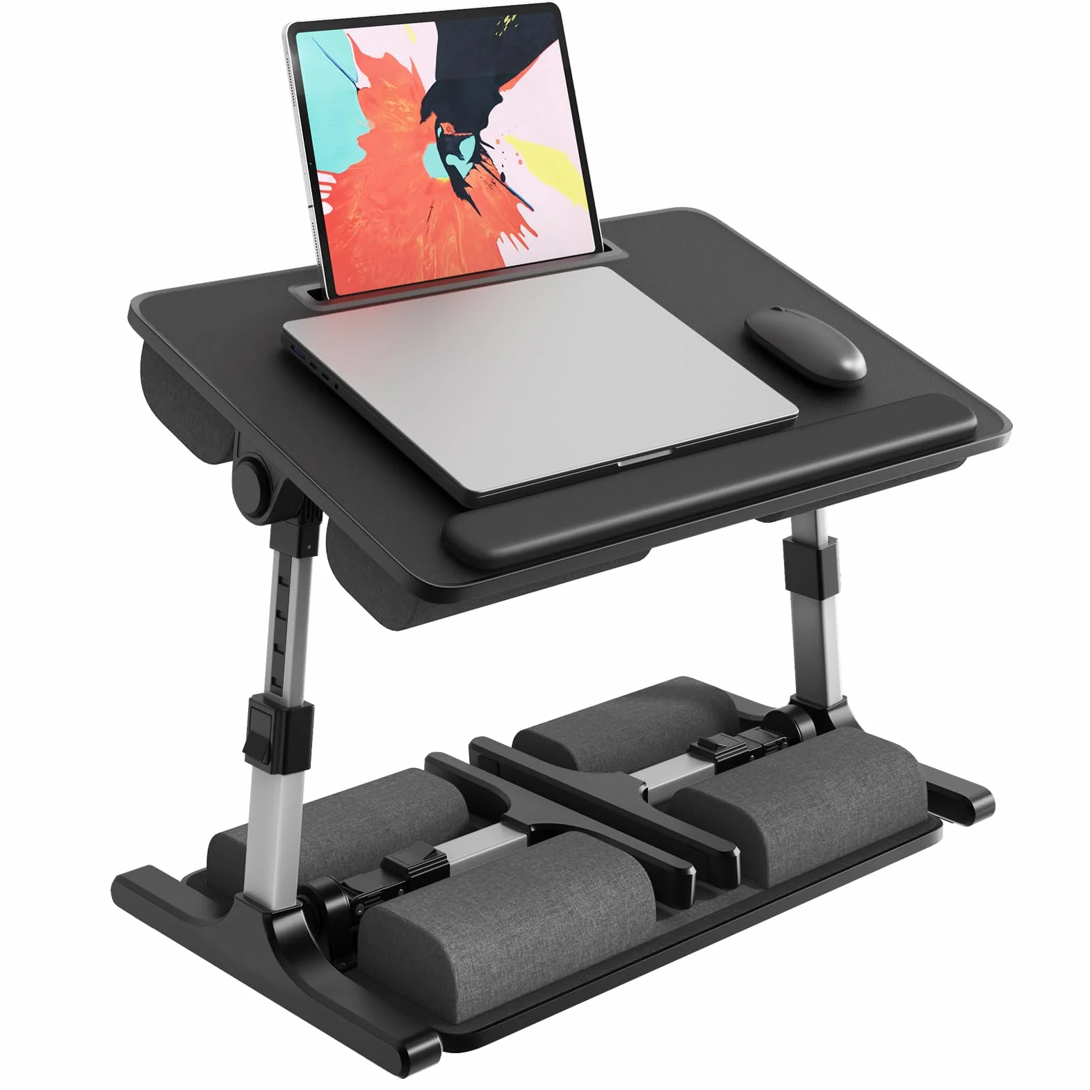 PUTORSEN Stolik pod laptop regulacja wysokości i kąta nachylenia składany 58 x 37 cm czarny