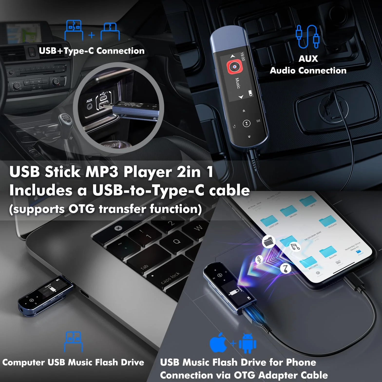 64GB Przenośny odtwarzacz MP3 z USB i Bluetooth 5.3, klips do sportu i biegania, radio FM, nagrywarka głosowa, przesyłanie plików z telefonu i cyfrowa funkcja losowania utworów