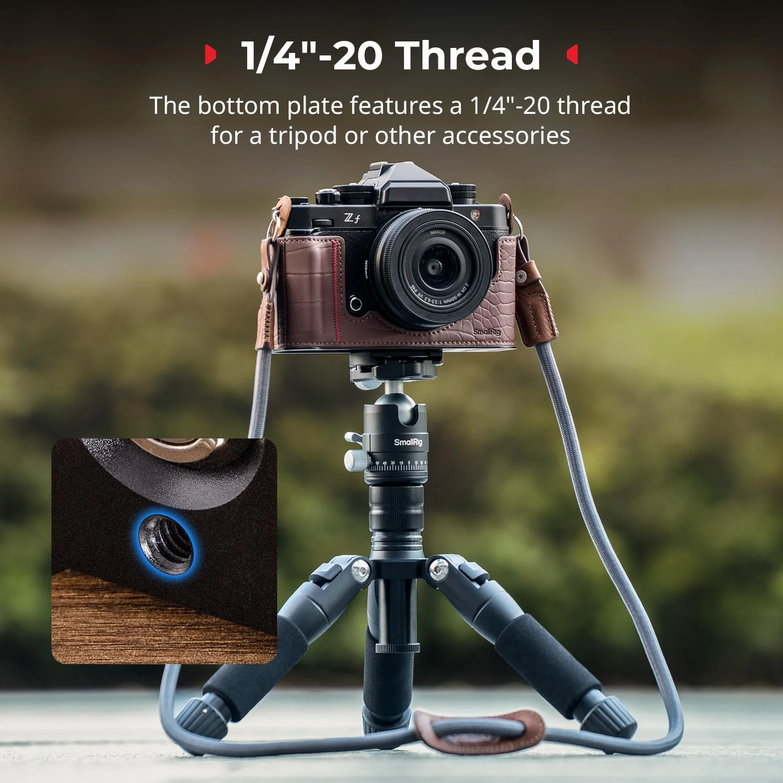 SMALLRIG Zestaw futerałów do Nikon Z f, zestaw futerałów ze skóry PU w stylu vintage, z ulepszonym uchwytem, podszewką z mikrofibry odporną na zarysowania, ramą ze stopu aluminium, brązowy - 5096