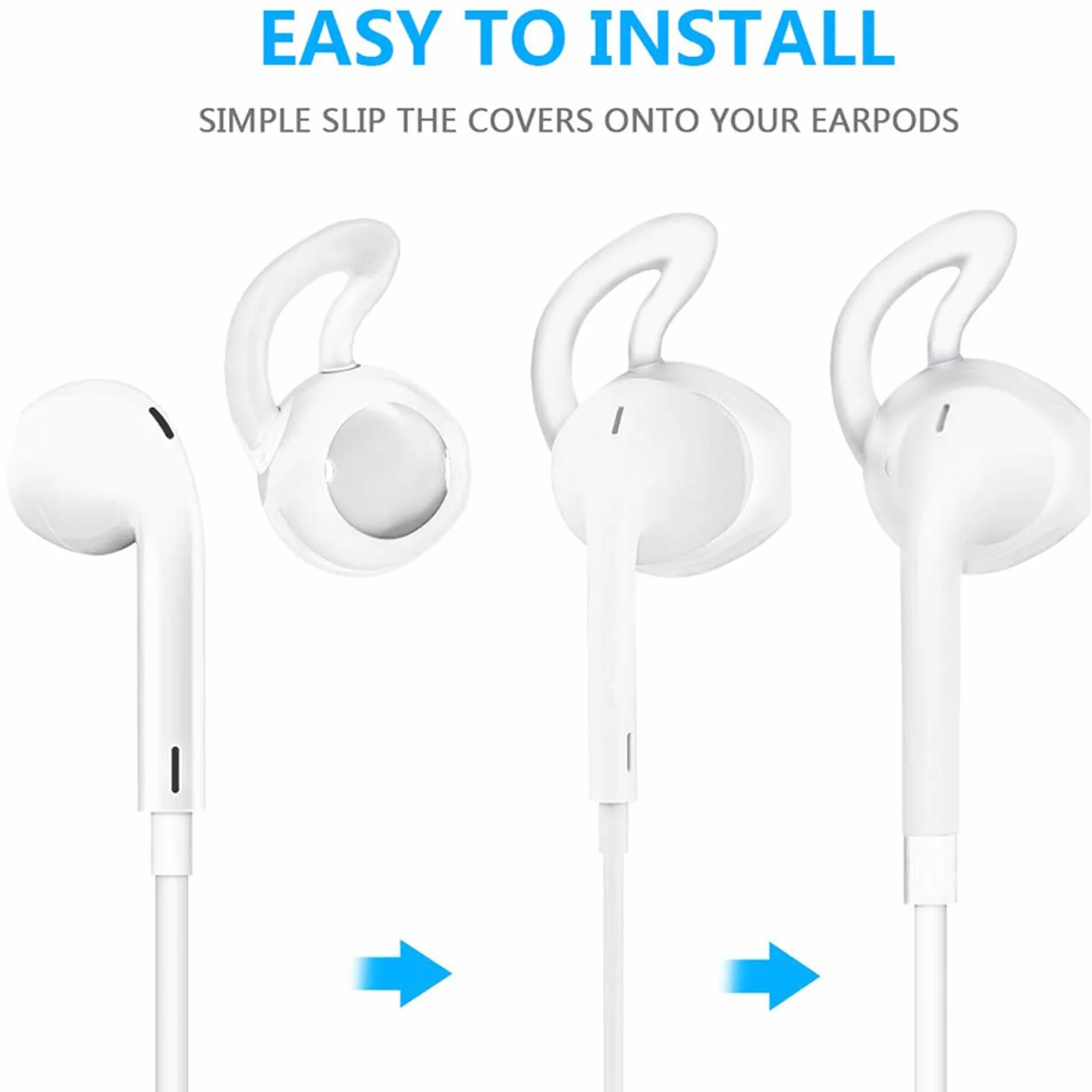 6 par silikonowych nakładek na ucho, kompatybilne ze słuchawkami AirPods 1 i 2, nauszniki zapobiegające upadkowi, zestaw słuchawkowy ochronny, ochrona antypoślizgowa (białe)