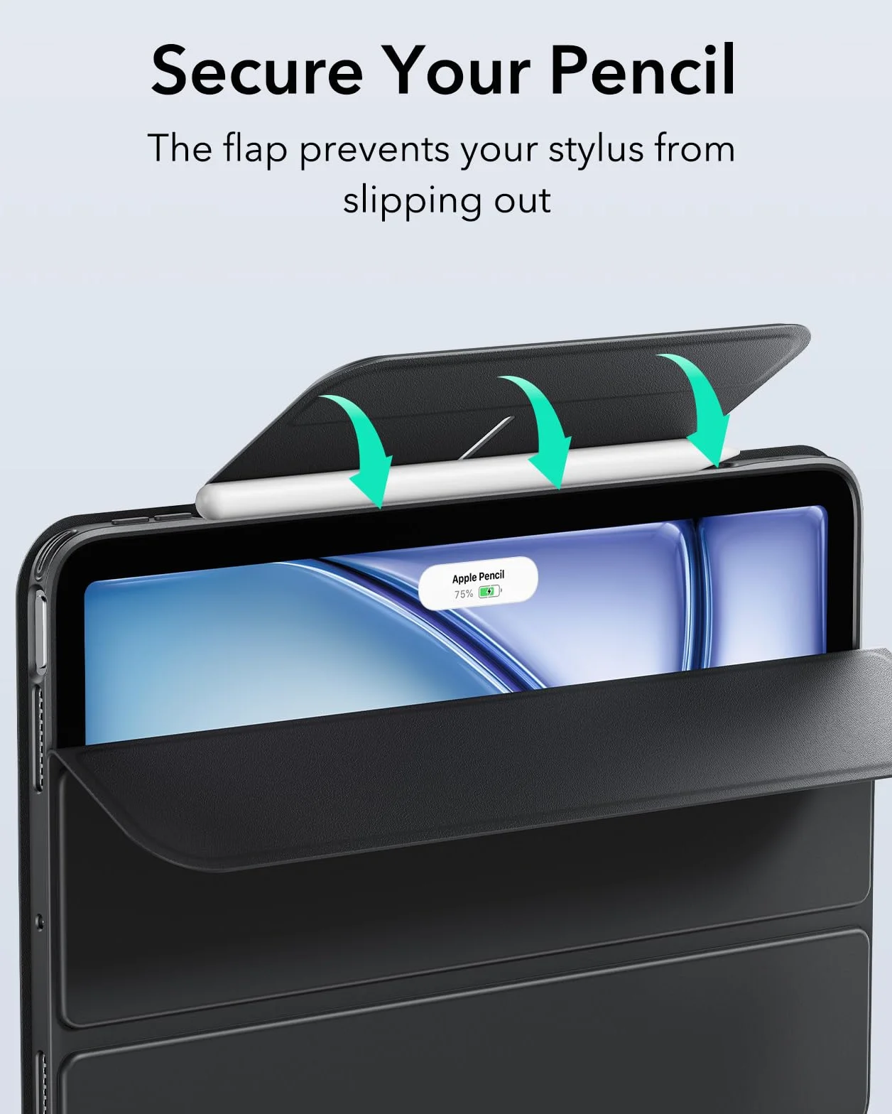 ESR Etui na iPad Air 2022/5/4 10,9 cala, zdejmowana osłona magnetyczna, regulowany stojak, rysik 2 funkcje, czarny