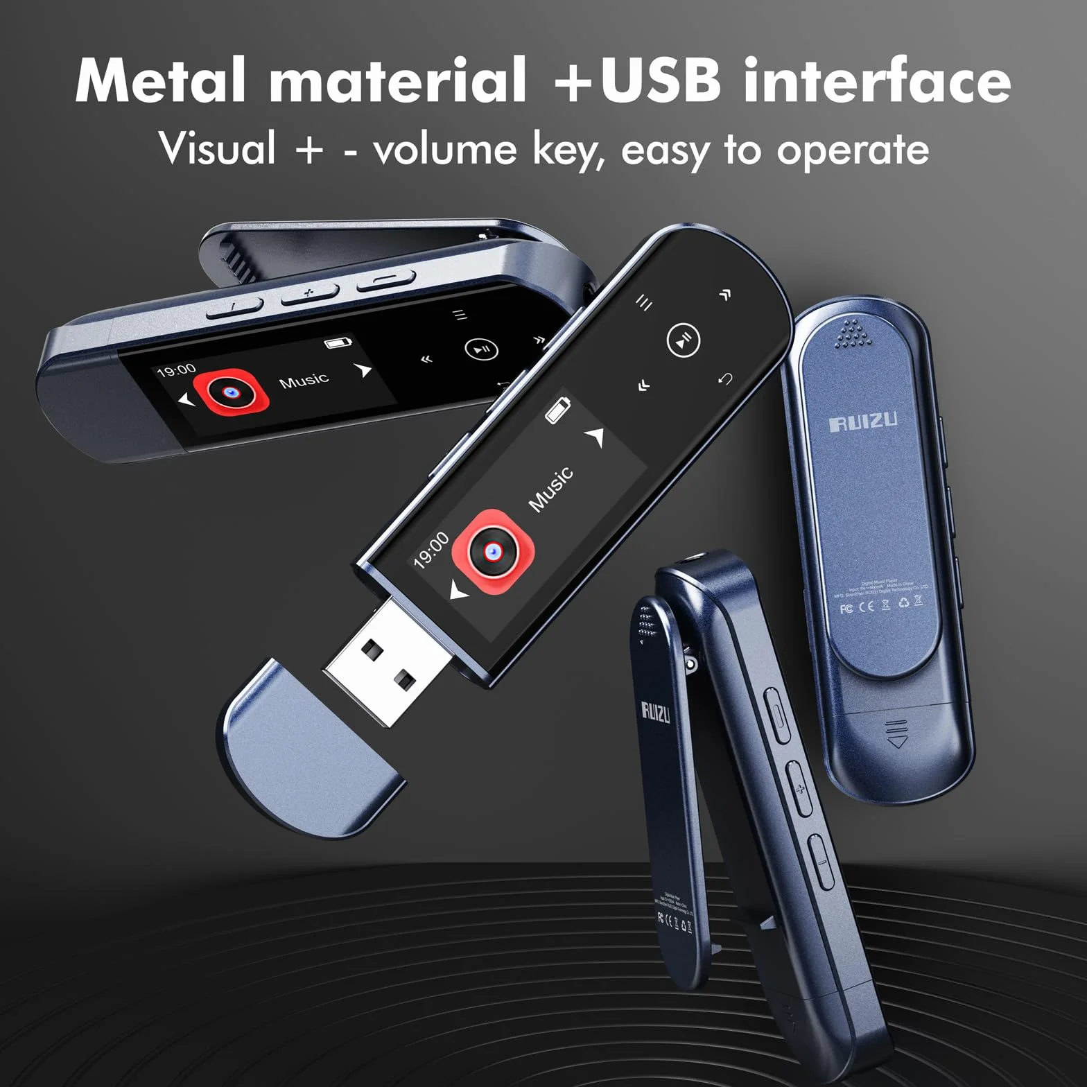 64GB Przenośny odtwarzacz MP3 z USB i Bluetooth 5.3, klips do sportu i biegania, radio FM, nagrywarka głosowa, przesyłanie plików z telefonu i cyfrowa funkcja losowania utworów