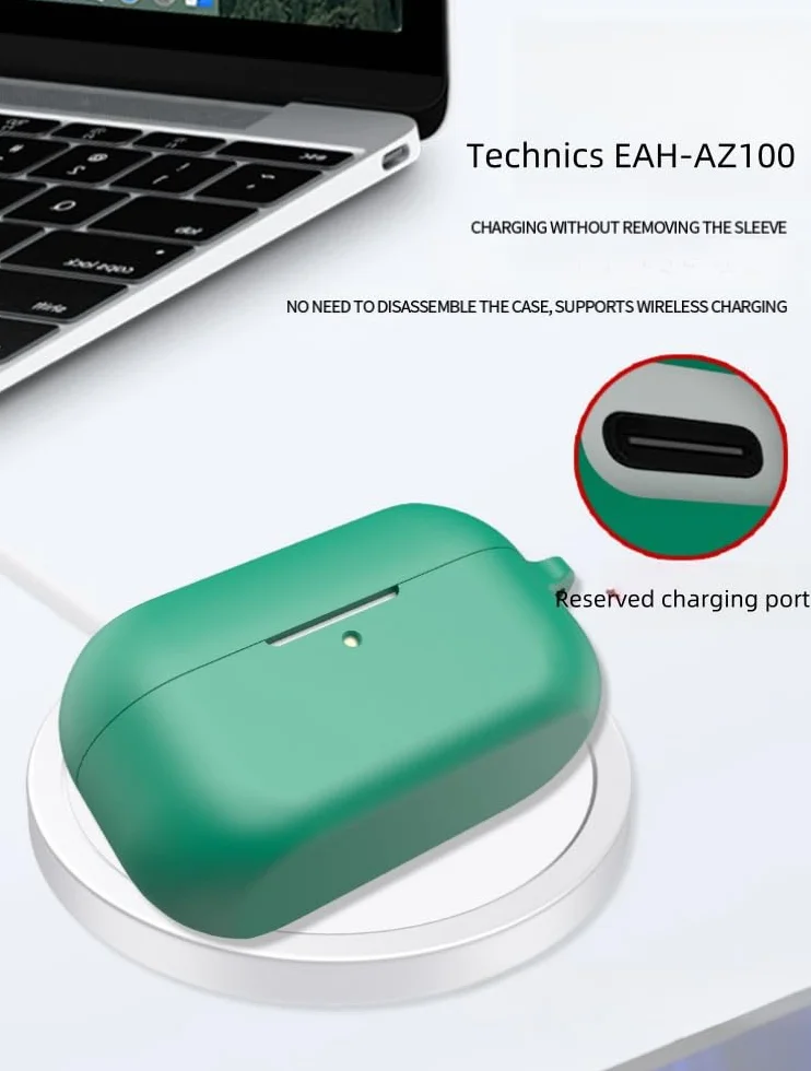 FTRONGRT Etui kompatybilne z Technics EAH-AZ100, odporne na zarysowania, wstrząsoodporne, silikonowe etui kompatybilne ze słuchawkami Bluetooth Technics EAH-AZ100. Czarne