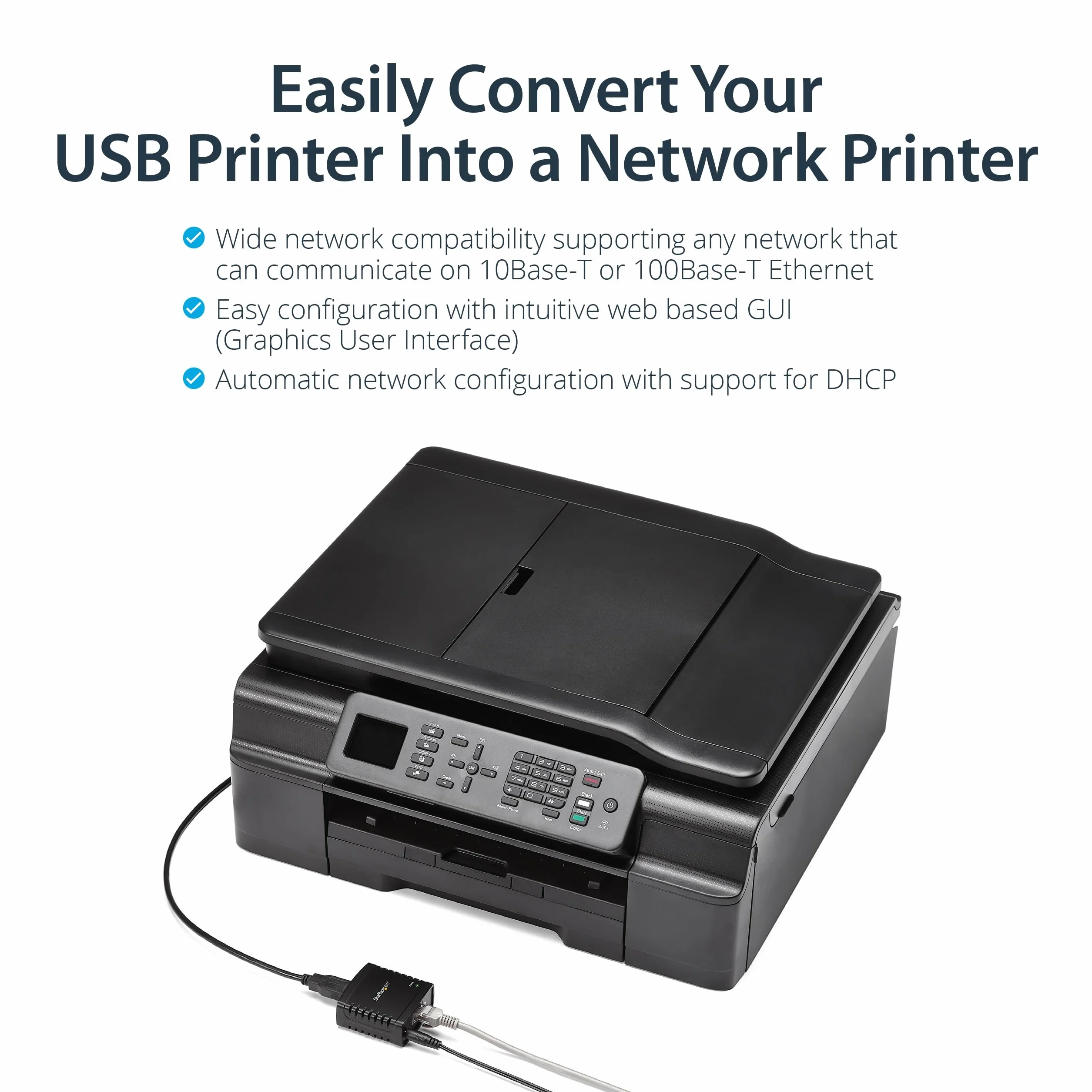 StarTech.com 10/100Mbps Ethernet to USB 2.0 Network LPR Print Server