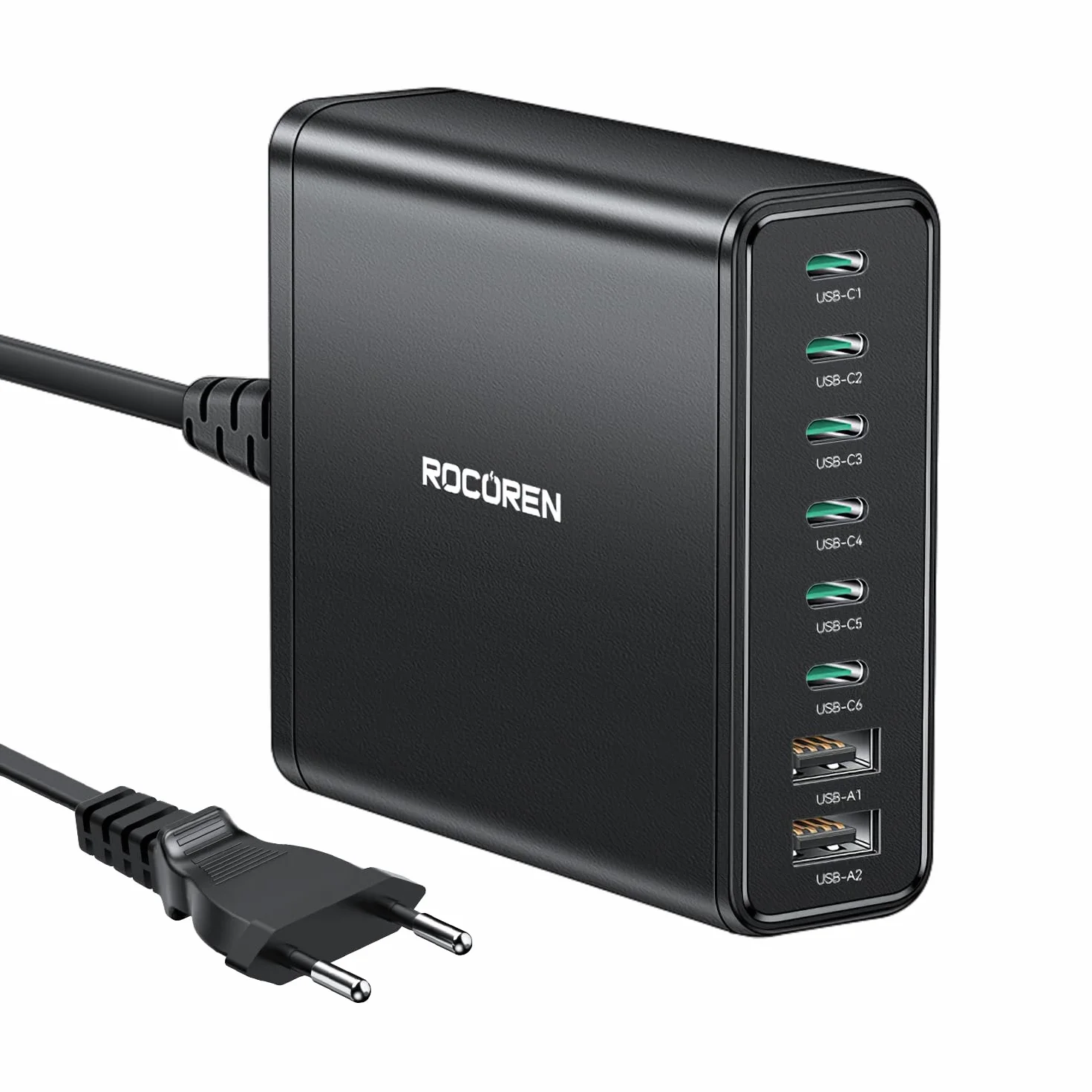 Rocoren Ładowarka USB 340W GaN 8 portów PD100W QC4.0 PPS do MacBook Pro iPad iPhone Samsung Galaxy