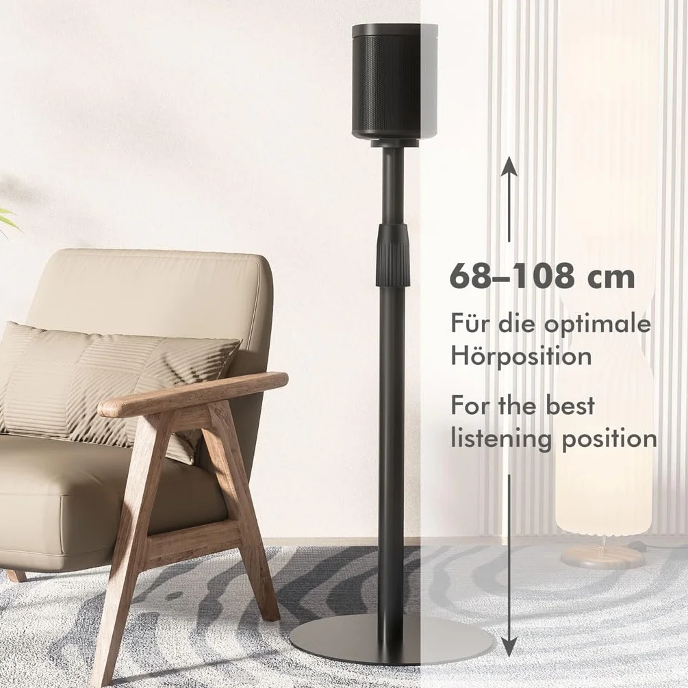 LogiLink BP0208 - stojak na głośniki do SONOS ERA 100 & 300, wysokość: 682-1068 mm, maks. 5 kg, czarny