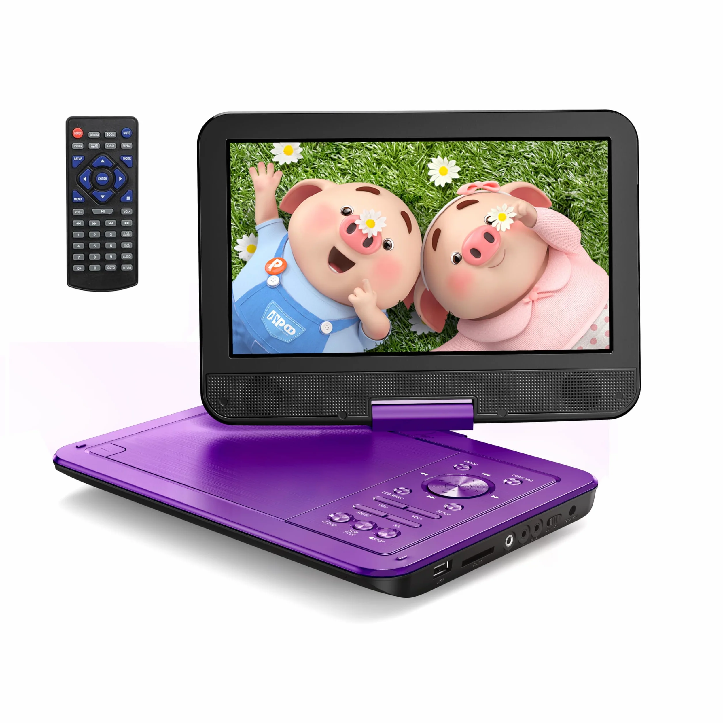 Przenośny samochodowy odtwarzacz DVD YOTON 12,5" z obrotowym ekranem HD 10,5", ładowarką samochodową, funkcją odtwarzania z pamięci, obsługą 4-6 godzin odtwarzania (Blu-Ray nie jest obsługiwany)