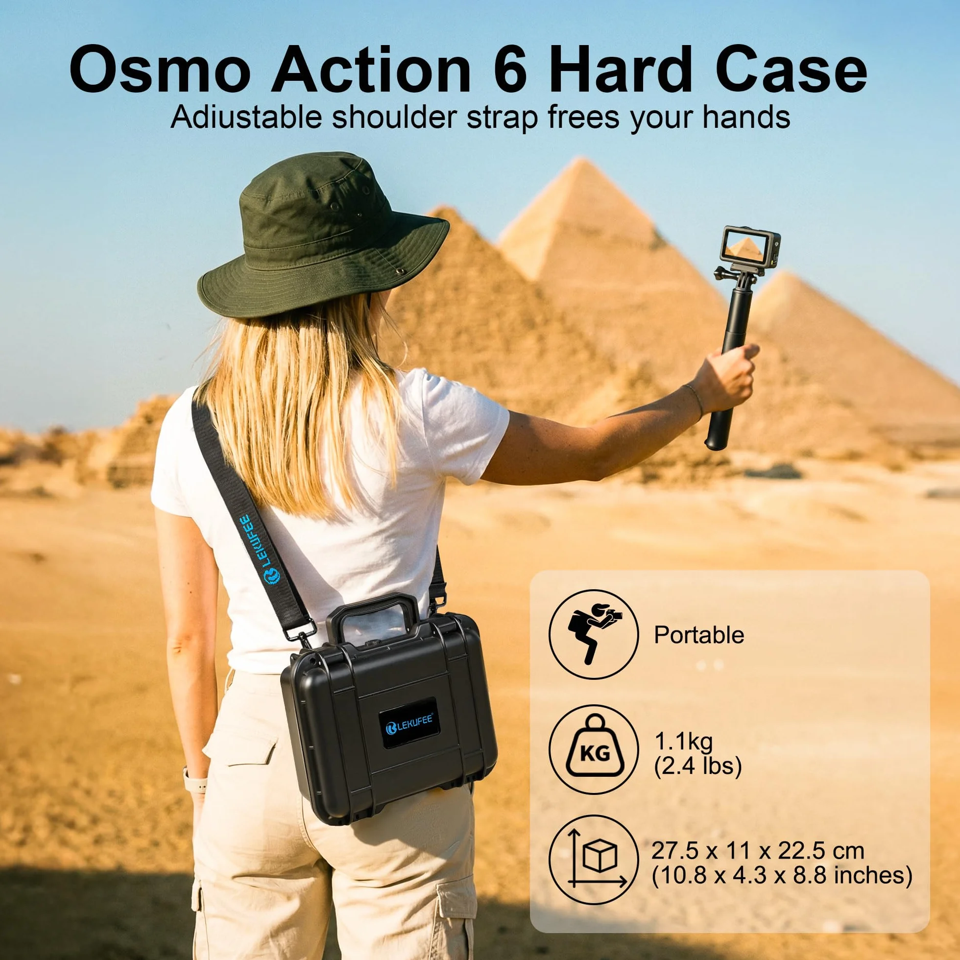 Lekufee Małe Wodoodporne Twarde Etui dla DJI Osmo Action 6/5 Pro/4/3,Combo i innymi akcesoriami (tylko etui)