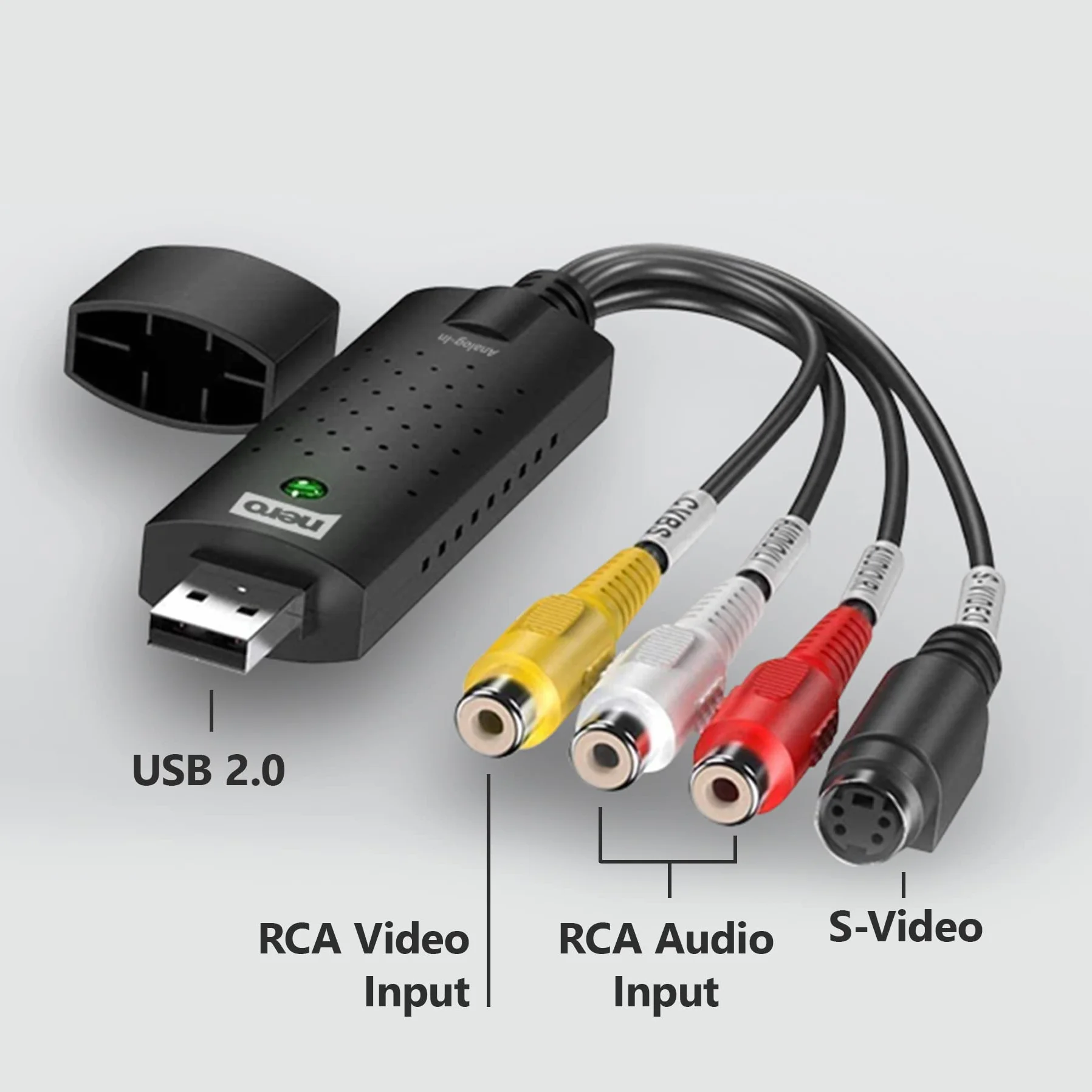 Nero VHS do USB Video Grabber Recode Stick | VHS autodigitalizacja | ANALOG to DIGITAL Capture Card | Windows 11/10/8/7 (digitalizacja kaset wideo | S-VHS | Hi8 | Super 8 | DVD na PC)