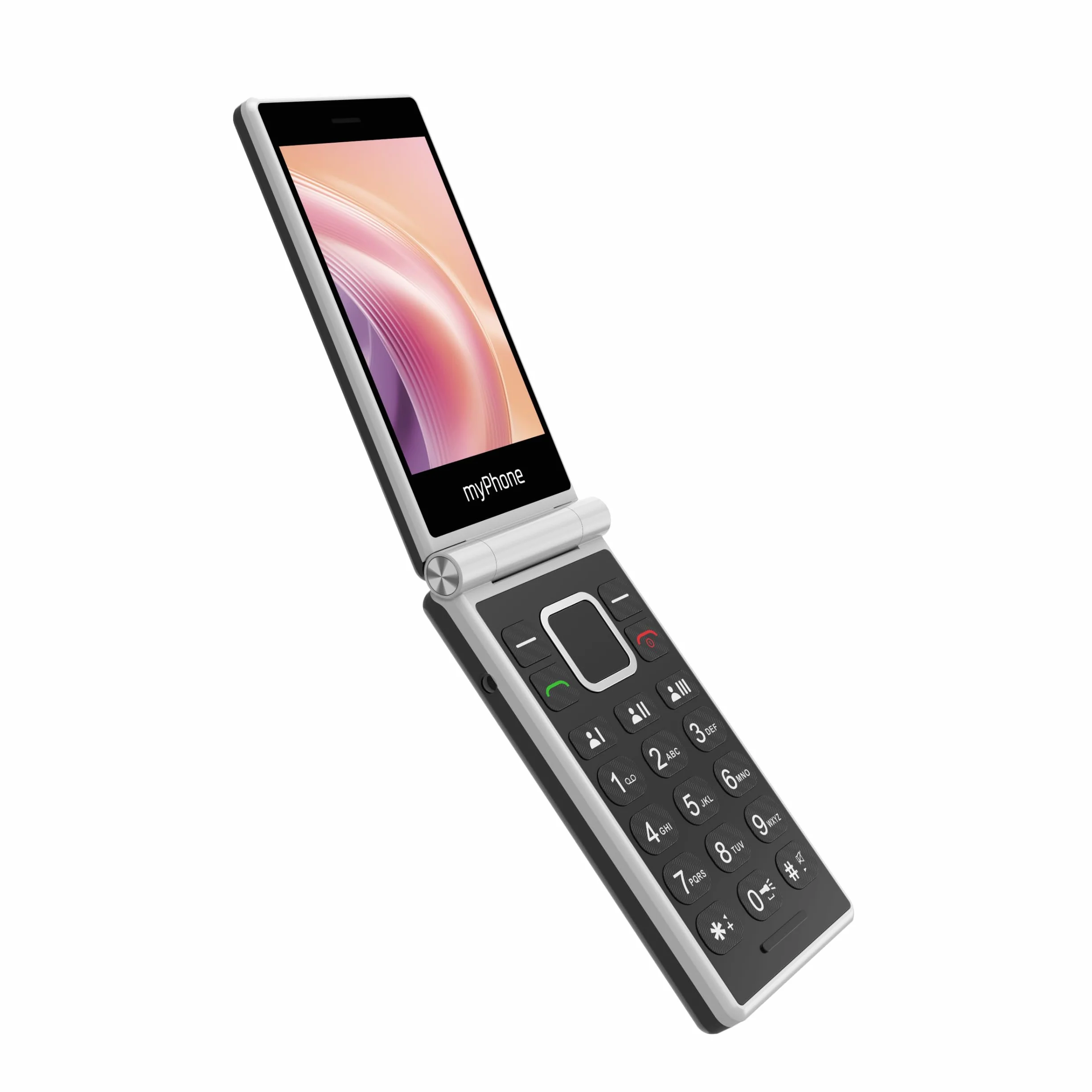 myPhone Tango 2 LTE telefon z klapką do seniorów bez abonamentu, 4G telefon dla seniora z dwa wyświetlacze, telefon dla seniora dużymi przyciskami, stacją ładującą, przyciskiem SOS, Dual SIM