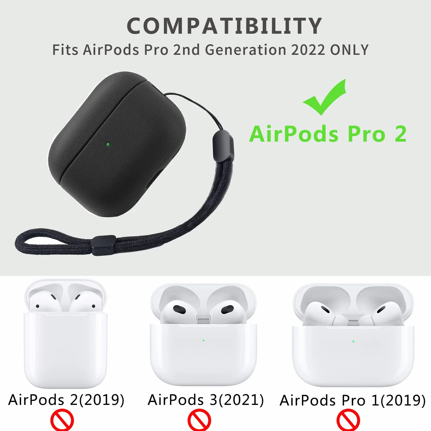 Teyomi Etui kompatybilne z Airpods Pro 2, etui ochronne TPU kompatybilne z Airpods Pro 2 generacji z paskiem na nadgarstek, wzór tekstury (czarny)