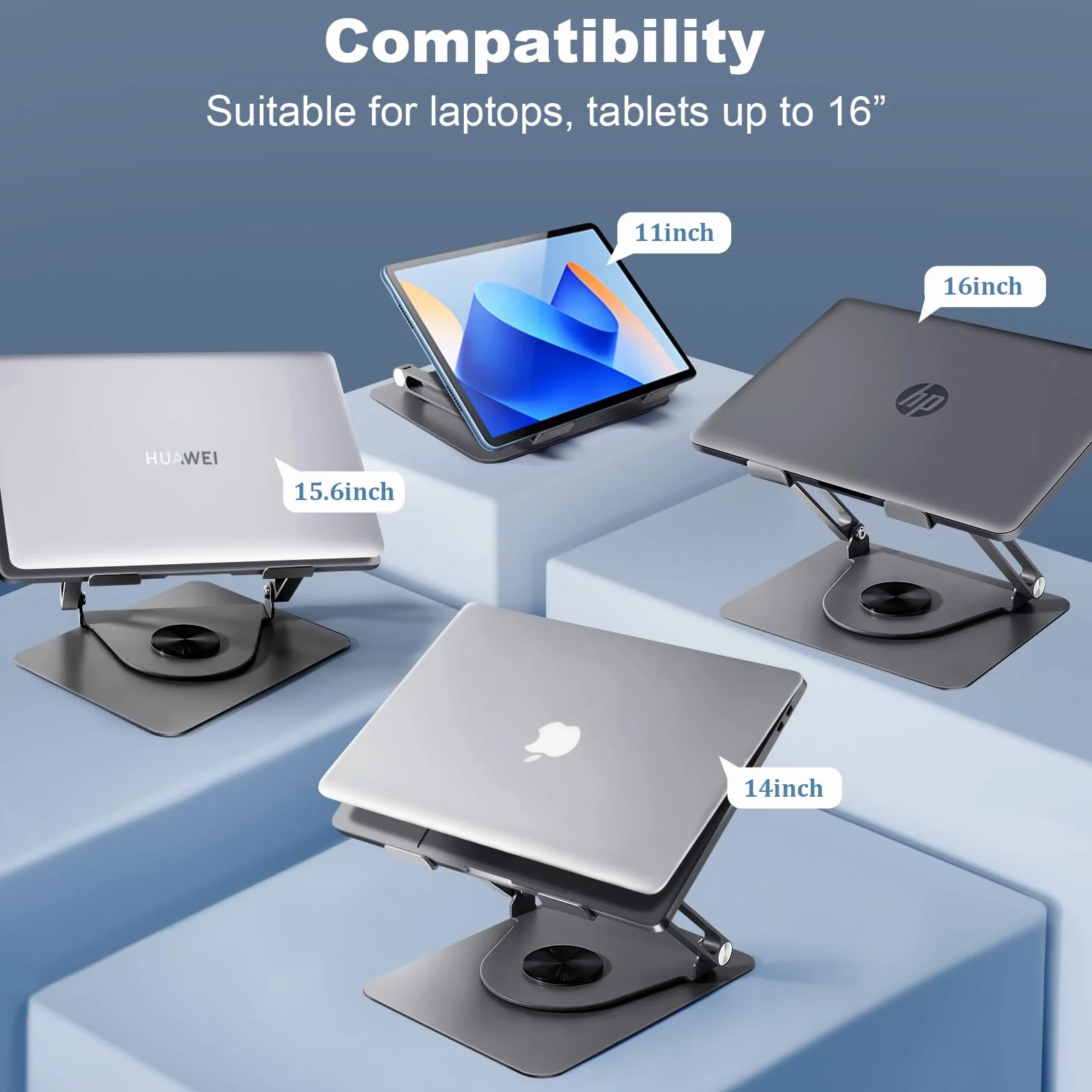 ICARE Stojak na Laptopa Magnetyczna Chłodnica 360° Nośność 10 kg Cichy 18 dB Uchwyt do 16" Szary Metaliczny