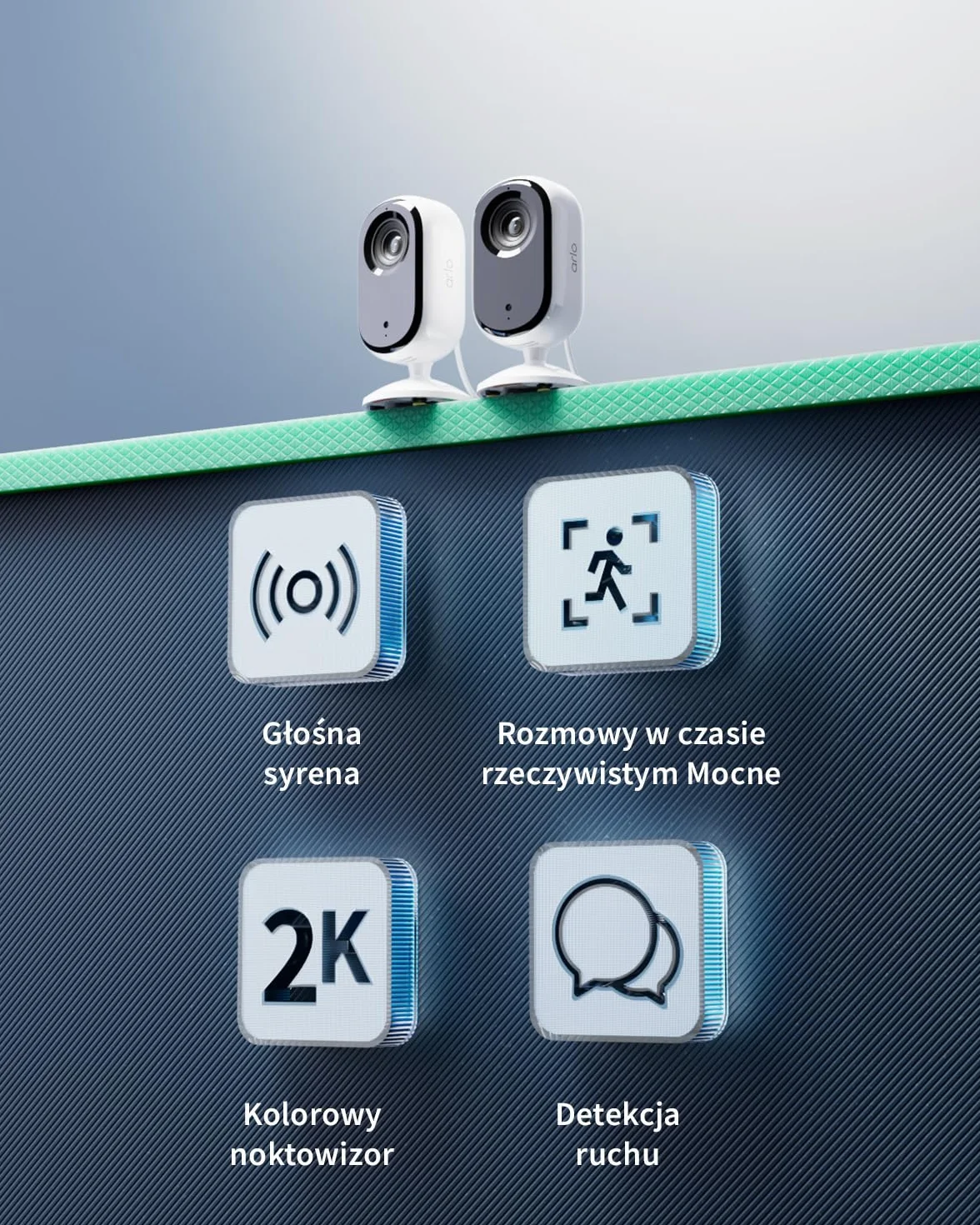 Arlo Kamery monitorujące wewnątrz 2K HD dwukierunkowy dźwięk czujnik ruchu