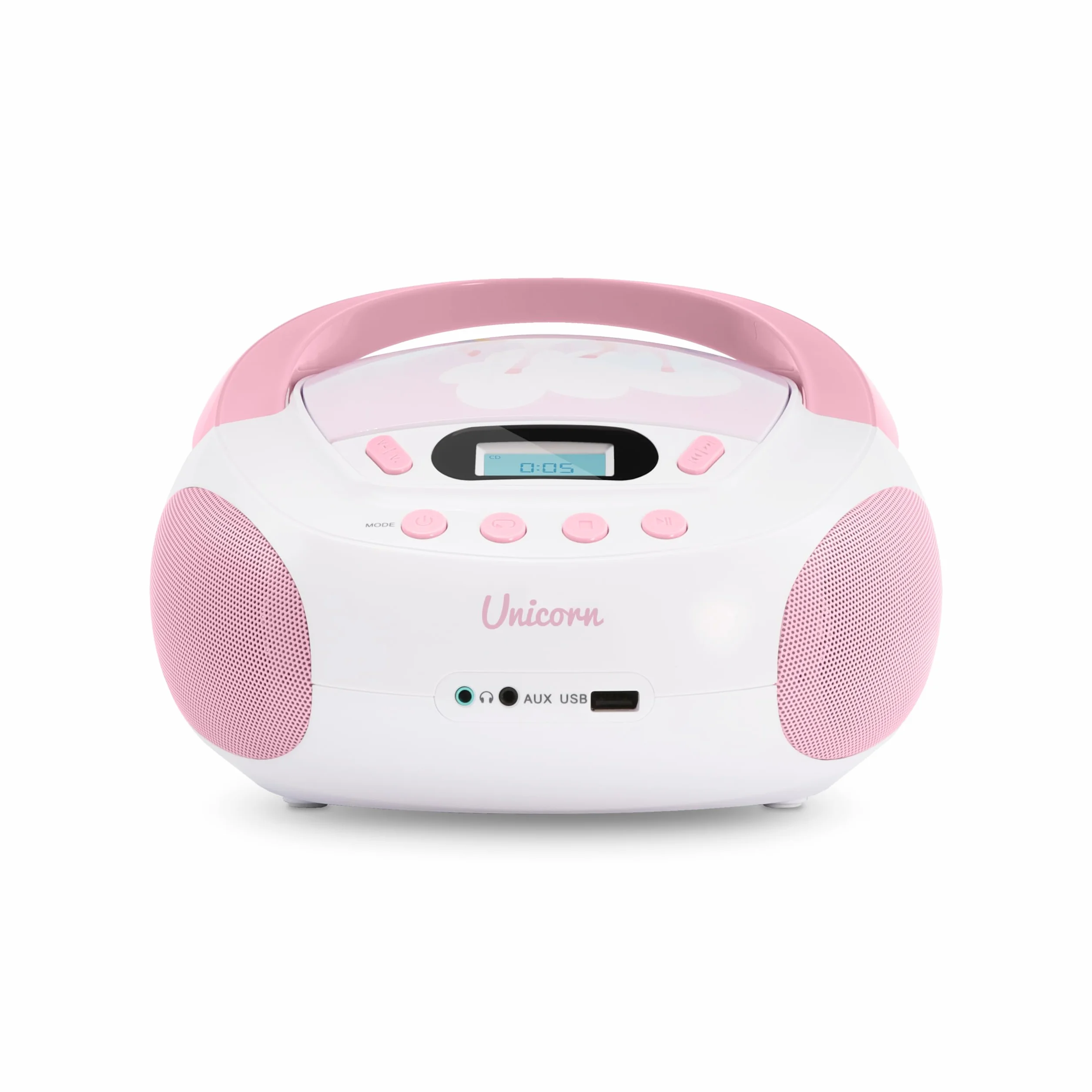 MOOOV 477407 odtwarzacz CD jednorożec dla dzieci, z portem USB