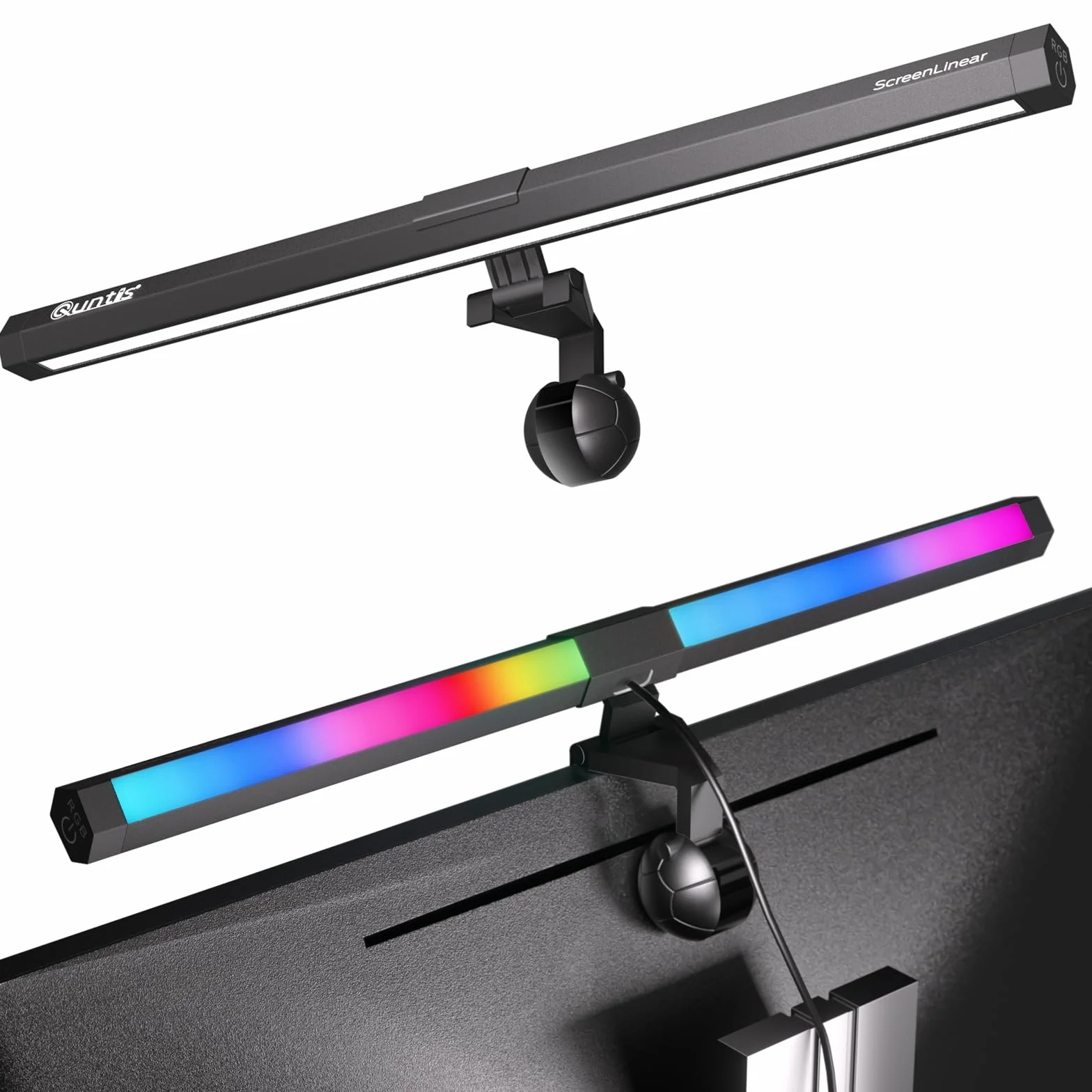 Quntis Lampa do monitora komputerowego z dekoracyjnym podświetleniem RGB, monitor Light Bar z funkcją Touch Control, światło anty-niebieskie, lampa do monitora USB z regulacją temperatury barwowej