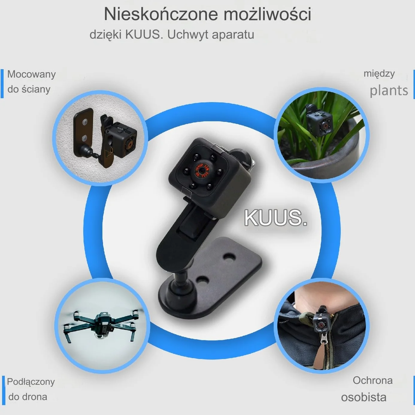 KUUS.® C1 Mini kamera szpiegowska 2,3 cm | Kamery audio i wideo | Ukryta kamera z kartą pamięci 32 GB | Mikro kamera szpiegowska bez WLAN | Tajne wnętrze | Wykrywanie ruchu | Noktowizor