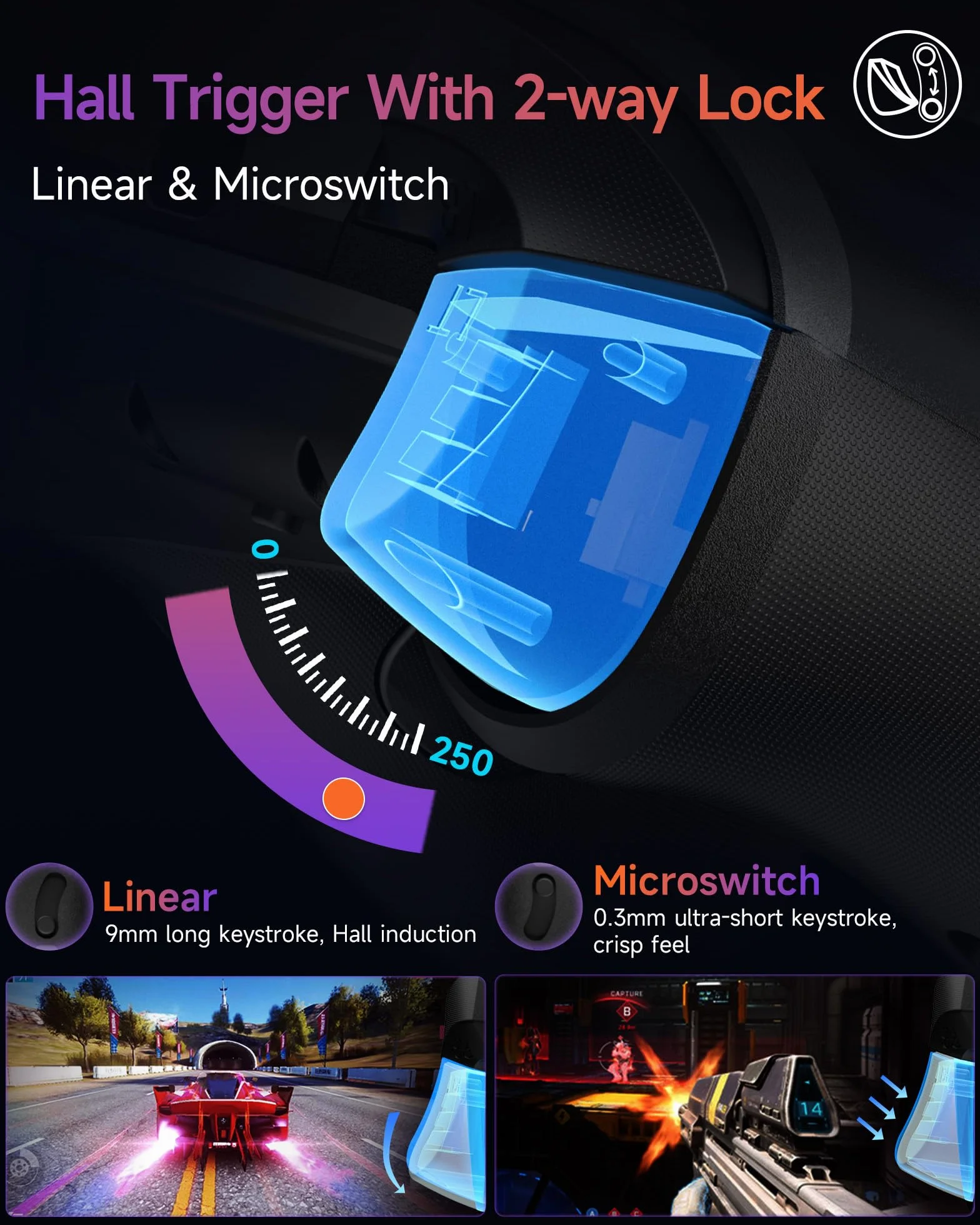 EasySMX X20 bezprzewodowy kontroler PC z RGB, Trigger Hall 2 w 1, zdejmowany joystick hall, mechaniczne przyciski - akumulator 1000 mAh, kompatybilny z komputerem / przełącznikiem/telefonem komórkowym