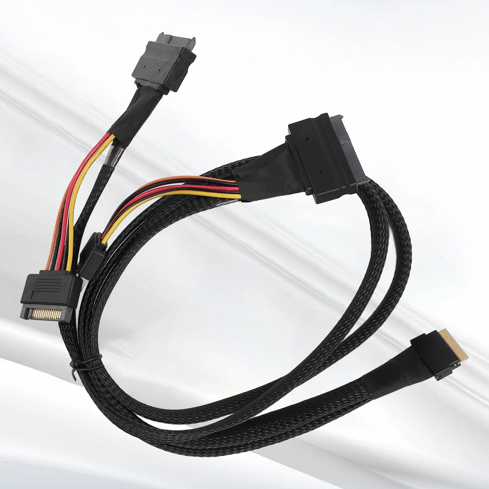 SFF-8654 8I na 2xSFF-8639 NVME U.2, kabel adaptera NVMe, 24 Gb/s 80 cm cienki do kabla adaptera karty SAS do płyty głównej SSD, długość 31,50 cala