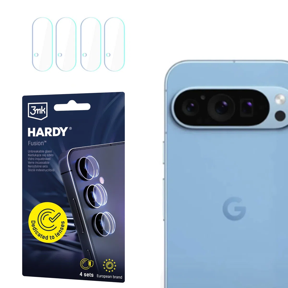 3mk Fusion Lens Protection Szkło Hybrydowe na Obiektyw do Google Pixel 9 Pro, Ochrona Soczewki, Bez Utraty Jakości Zdjęć, Niewidoczne