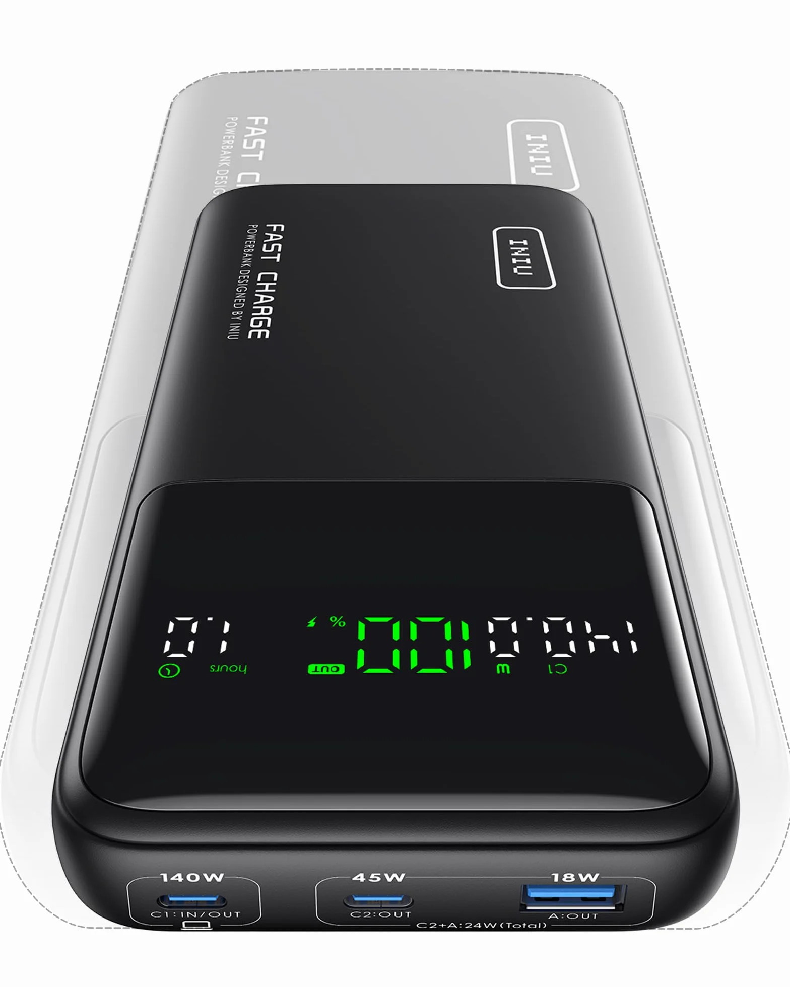 INIU Laptop PowerBank, Szybkie Ładowanie 140W 25000mAh, Mała Zewnętrzna Bateria do Telefonu Komórkowego z Wejściem i Wyjściem USB C do MacBook Pro, Surface, iPad, Kamery, DJI, iPhone 16 15 14 13 itp.