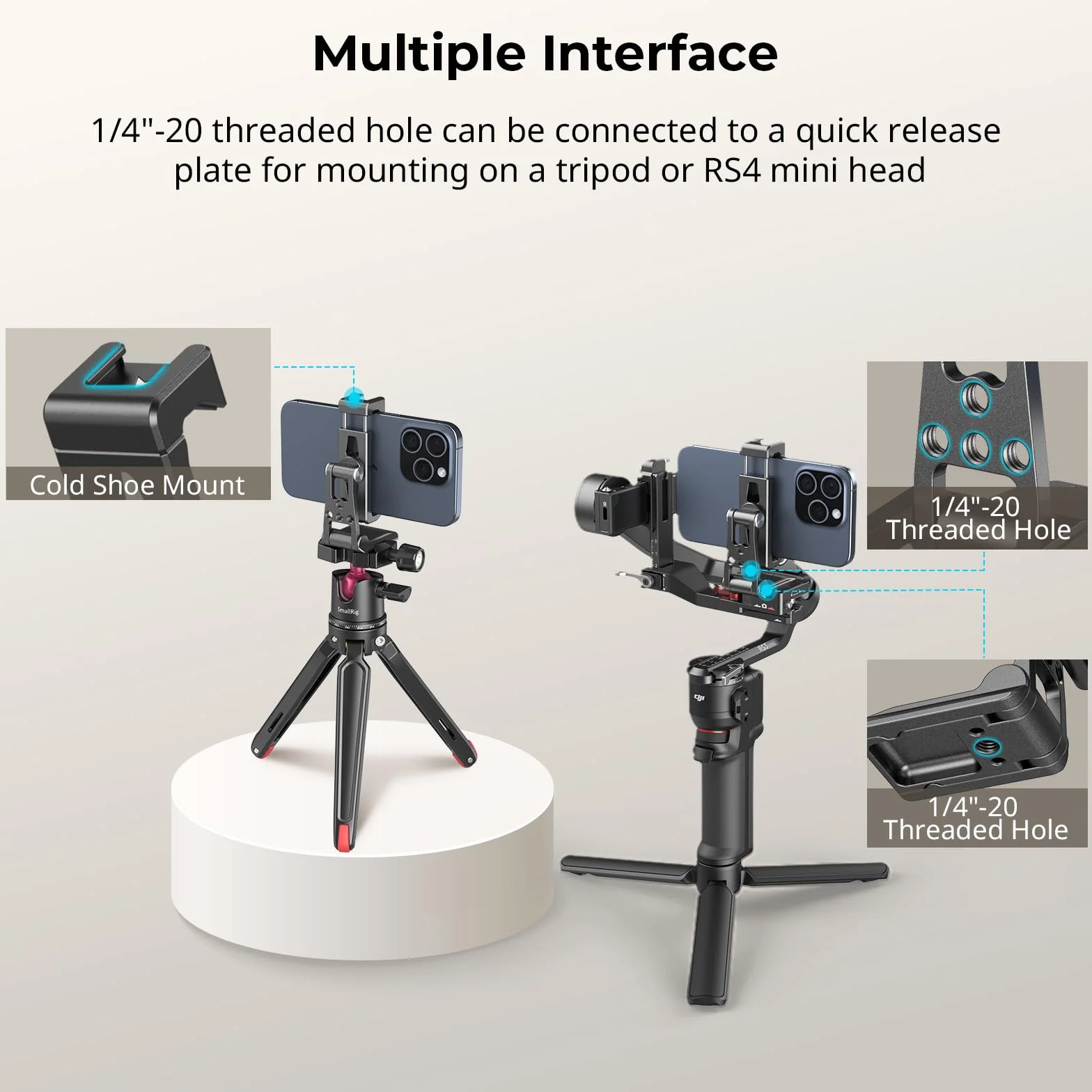 SMALLRIG Metal Phone Tripod Mount Uchwyt do Telefonu z Adapterem Szybkozłącza dla Arca-Swiss Wielofunkcyjny dla iPhone