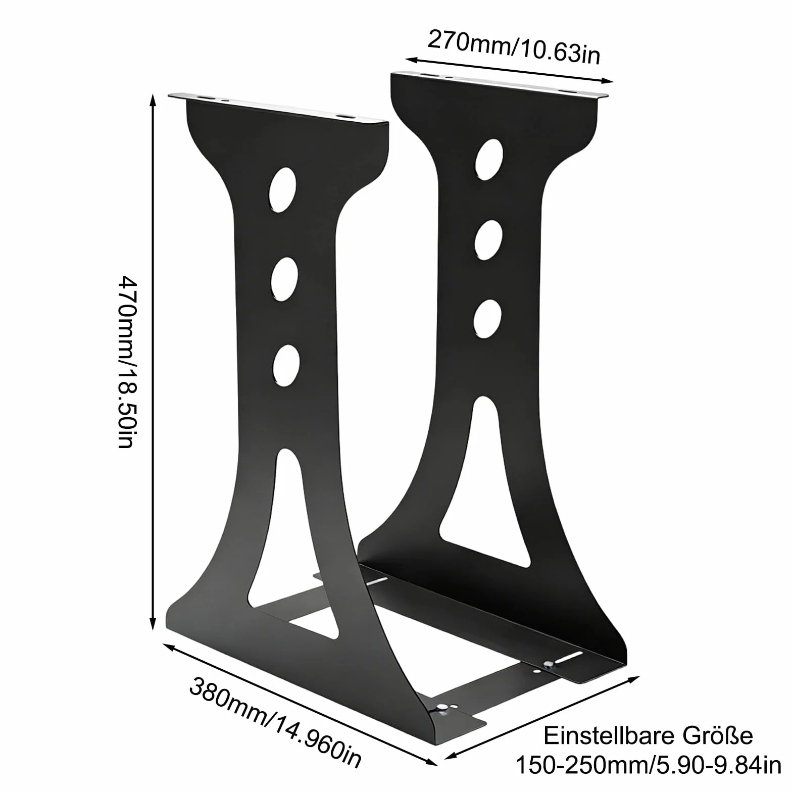 Uchwyt do komputera pod biurko, regulowany 150-230 mm, do zawieszenia na komputerze, nośność do 30 kg, do dużych obciążeń, do większości hostów (czarny)