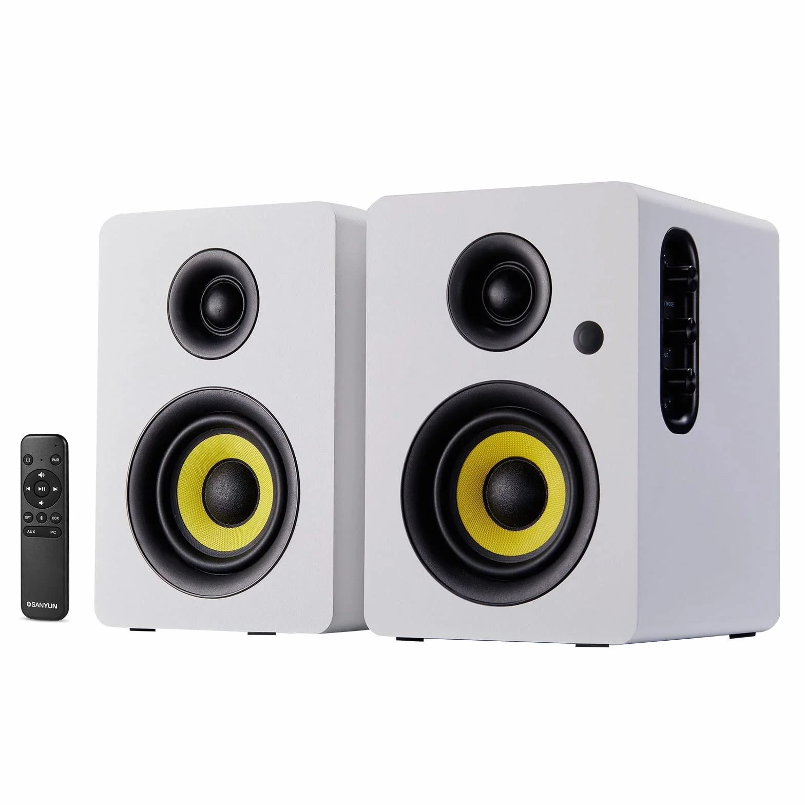 Sanyun SW206 80W głośniki półkowe monitor HiFi 4" przetwornik BT 5.4 DAC 24bit białe